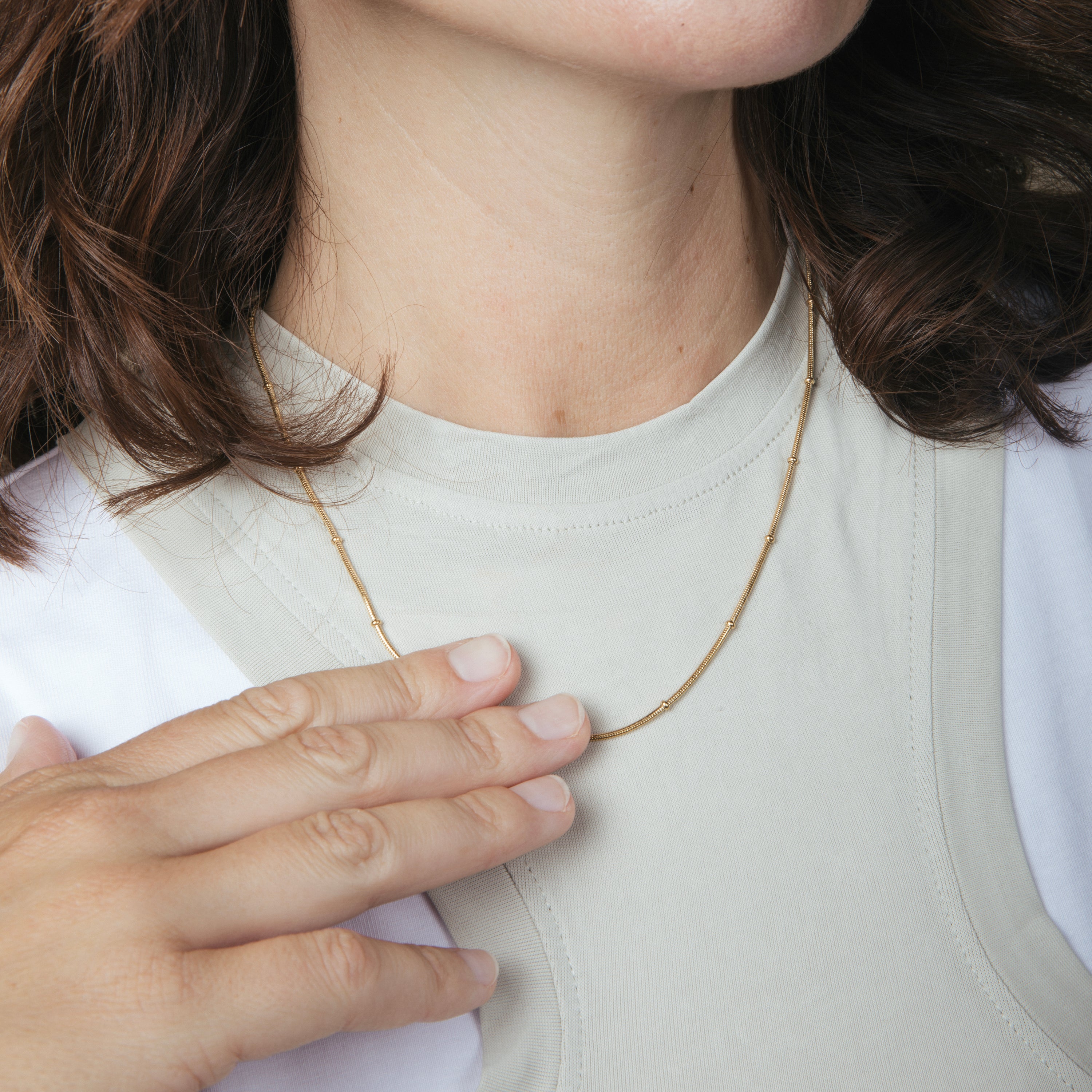 Colar de 45cm acabado em Ouro Amarelo de 18K - Nesil