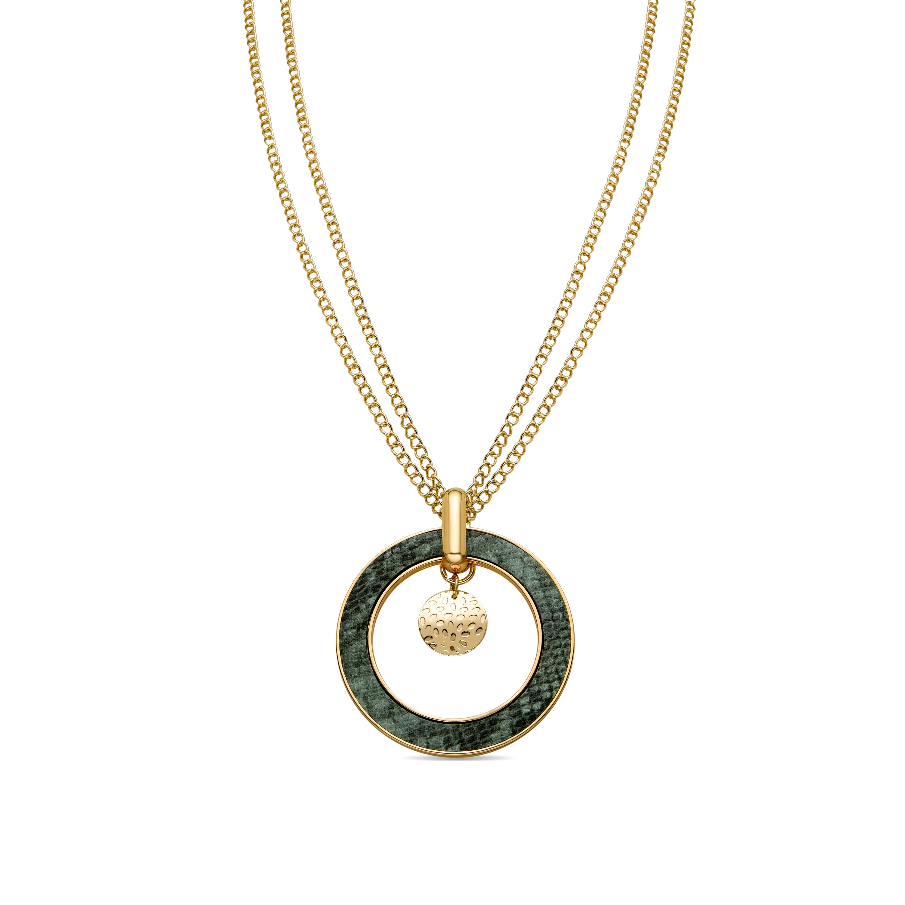 Halskette aus hellgrünem Leder mit 18K Gelbgold-Finish - Amta