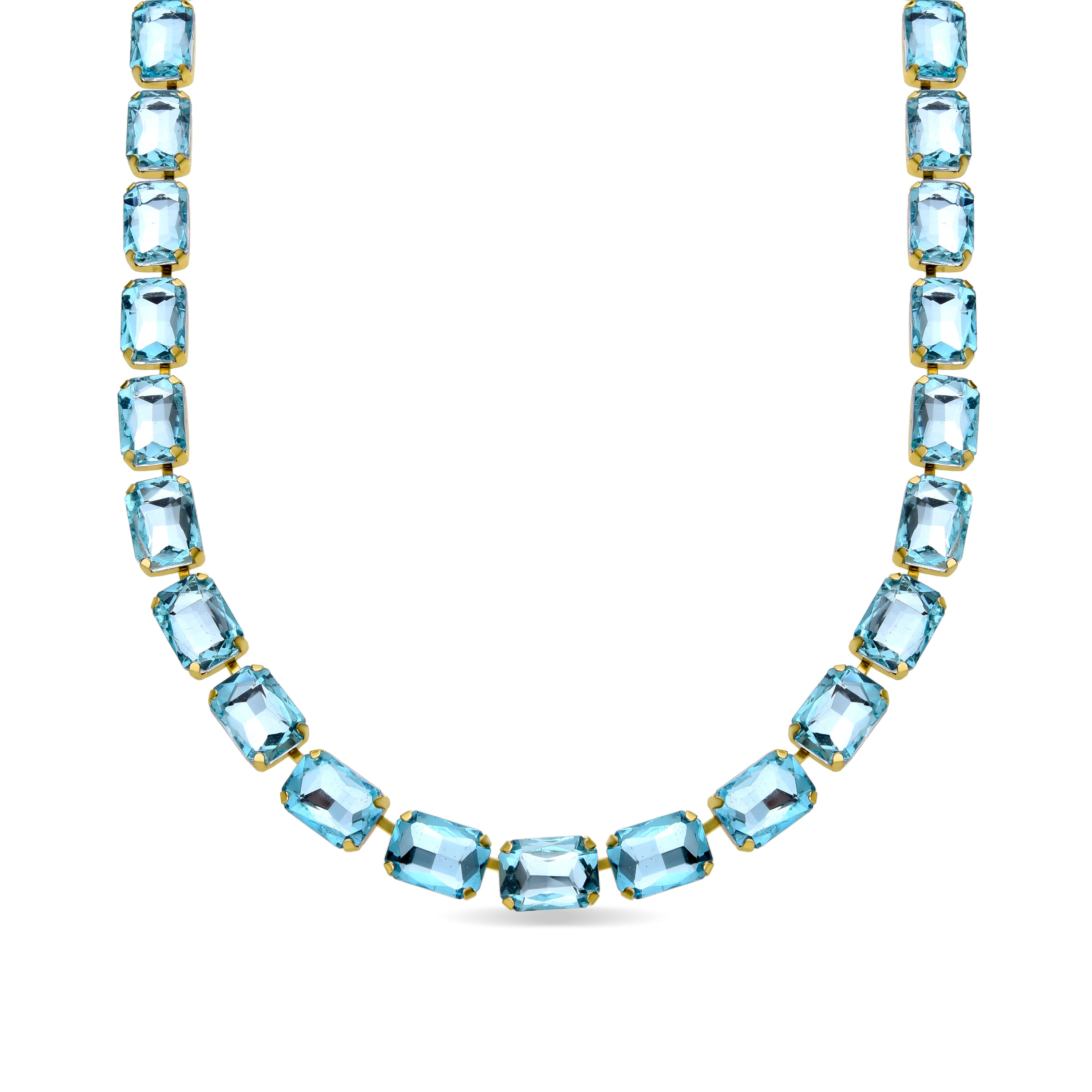 Blue Crystal Necklace finished in 18K yellow gold - Ankek