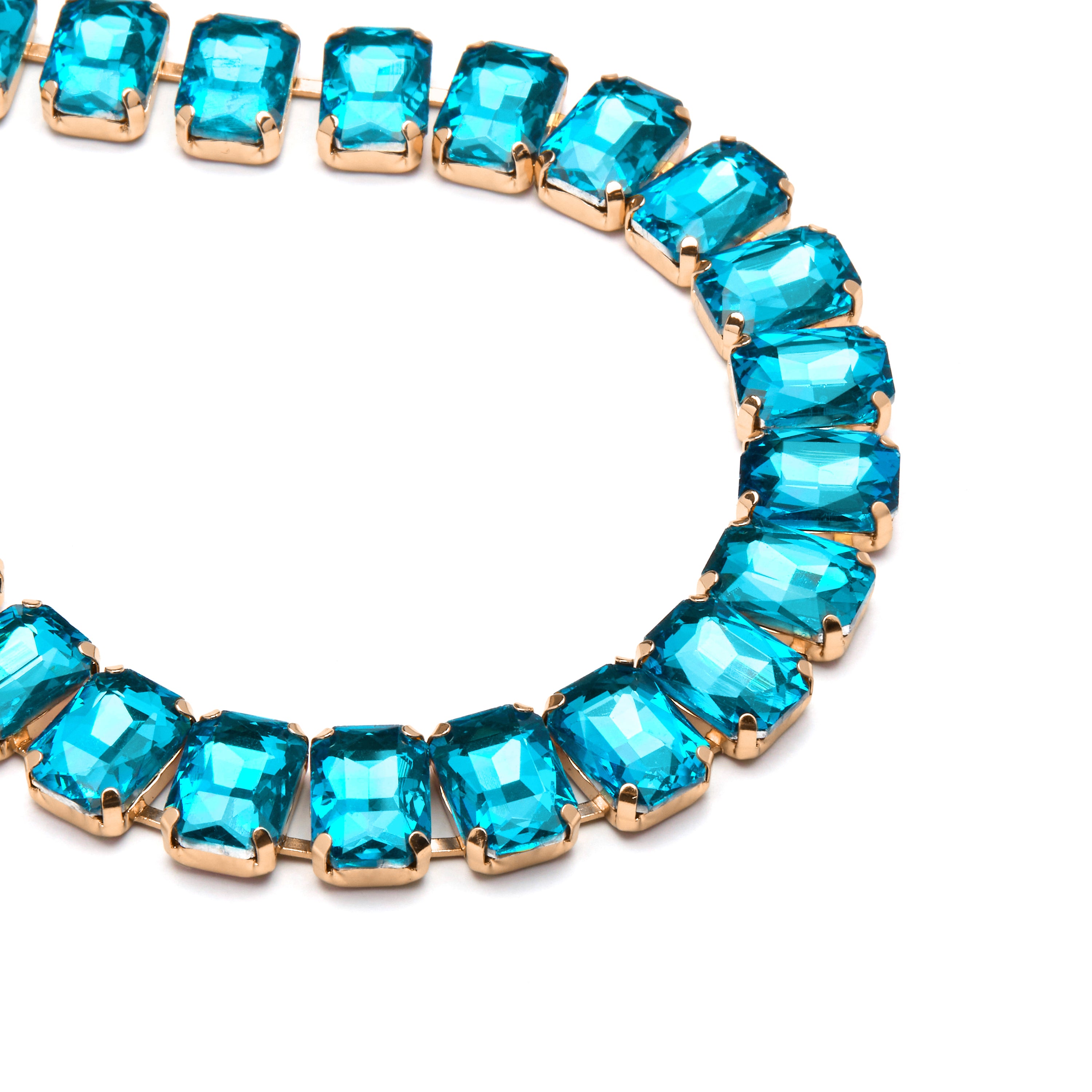 Collier en cristal bleu fini en or jaune 18K - Ankek