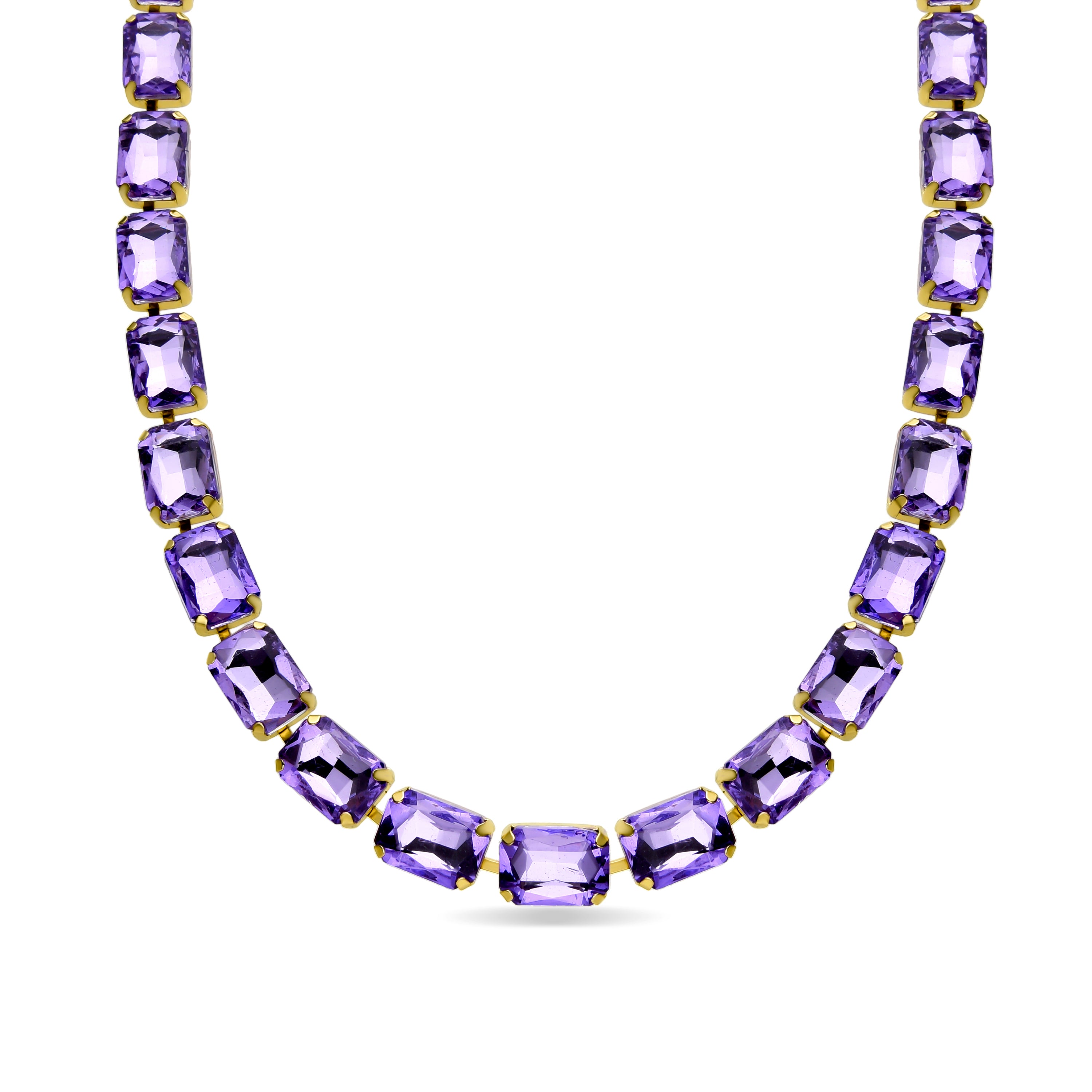 Halskette aus lila Kristall mit 18K Gelbgold-Finish - Ankek