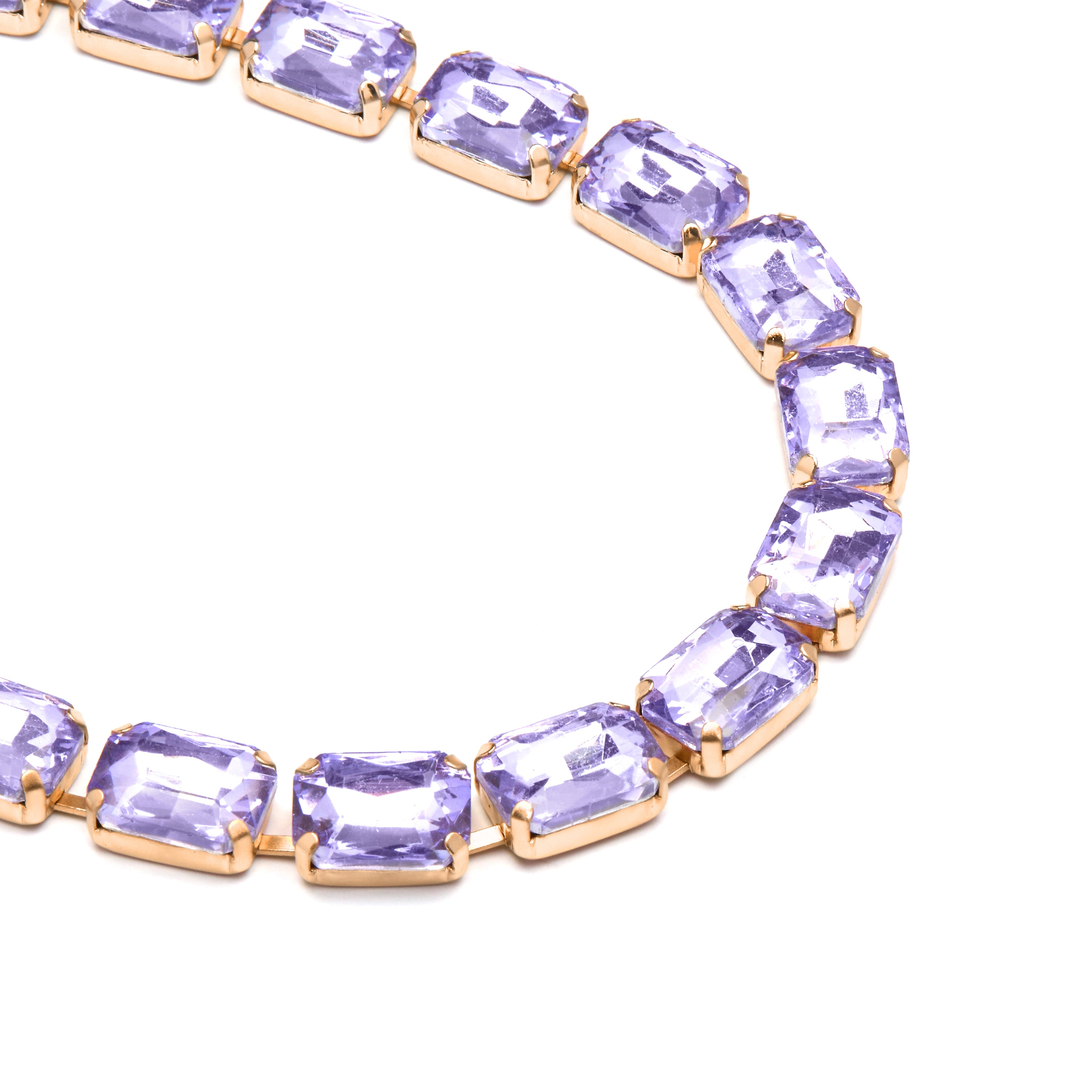 Halskette aus lila Kristall mit 18K Gelbgold-Finish - Ankek