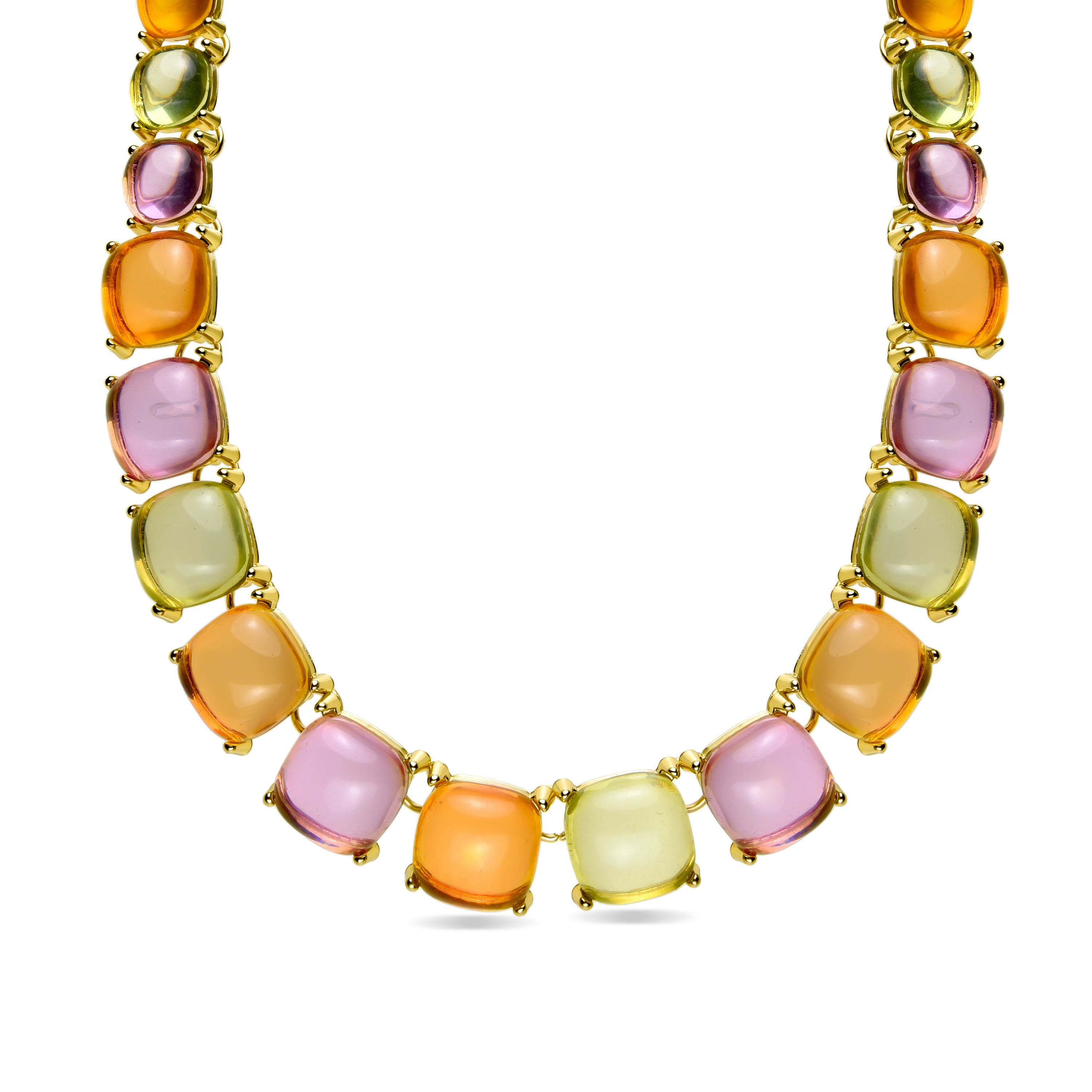 Colar de Cristal Multicolor acabado em ouro amarelo 18K - Tosab