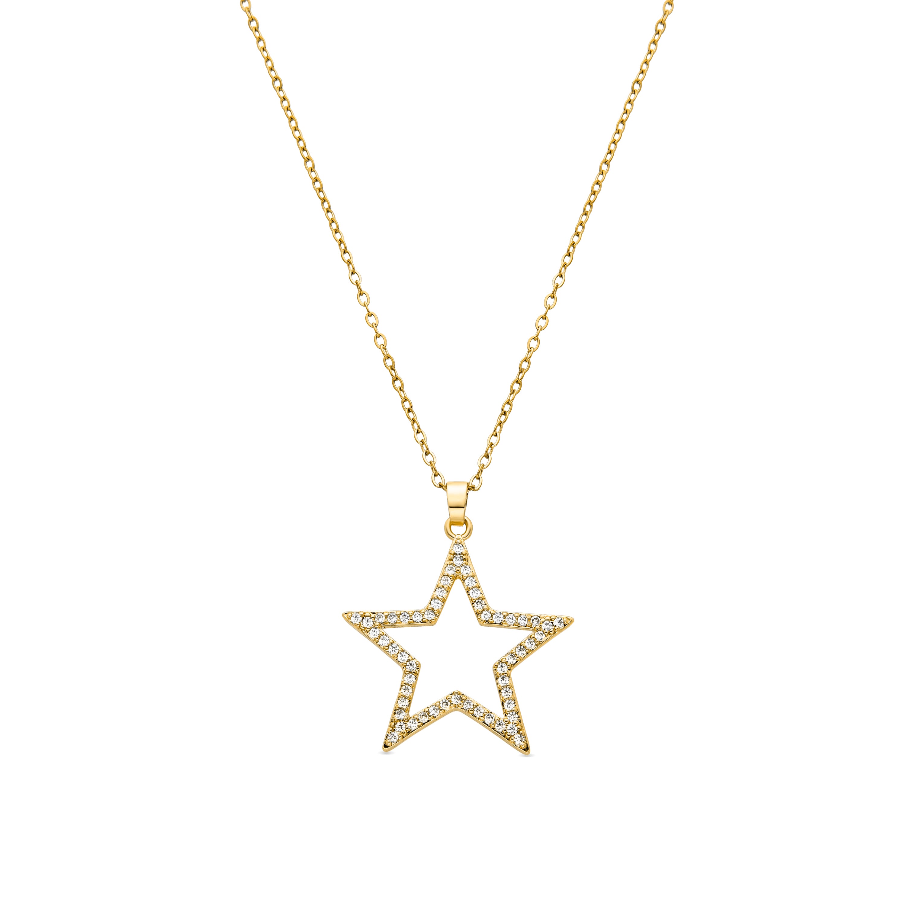 Halskette mit glänzendem Zirkonia, 18K Gold-Finish - Sanem