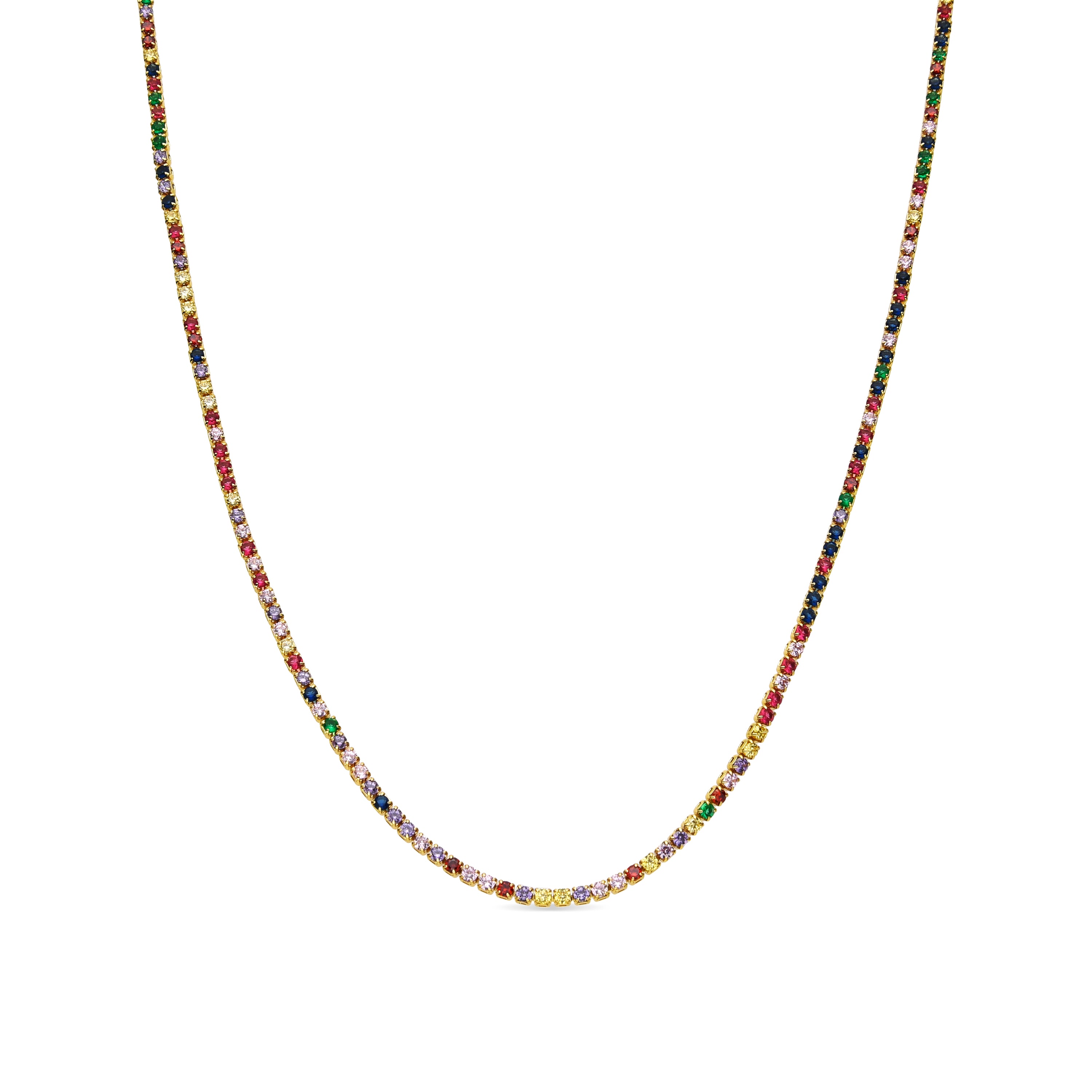Collar con Circonita Multicolor acabado oro 18k - Serly