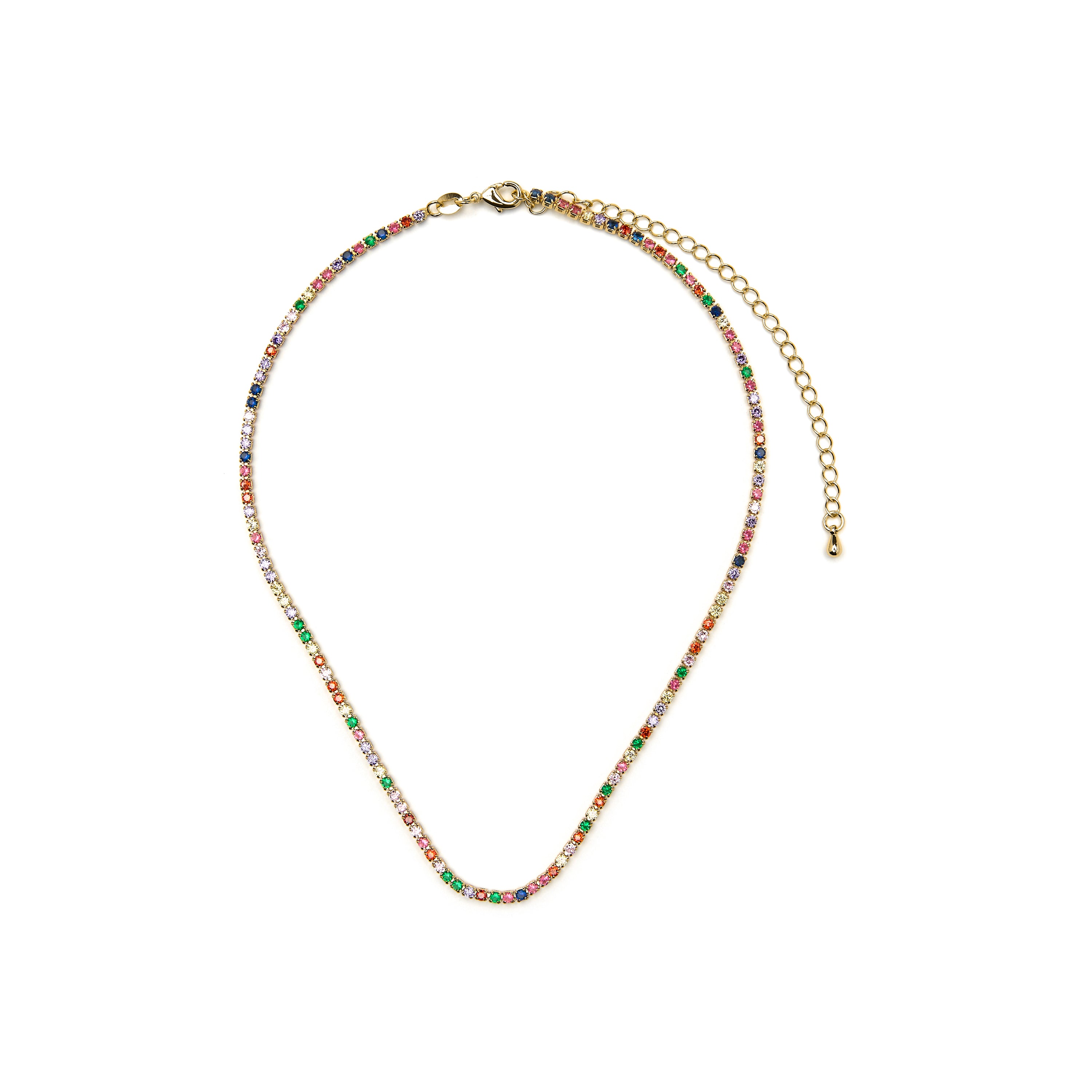 Collar con Circonita Multicolor acabado oro 18k - Serly