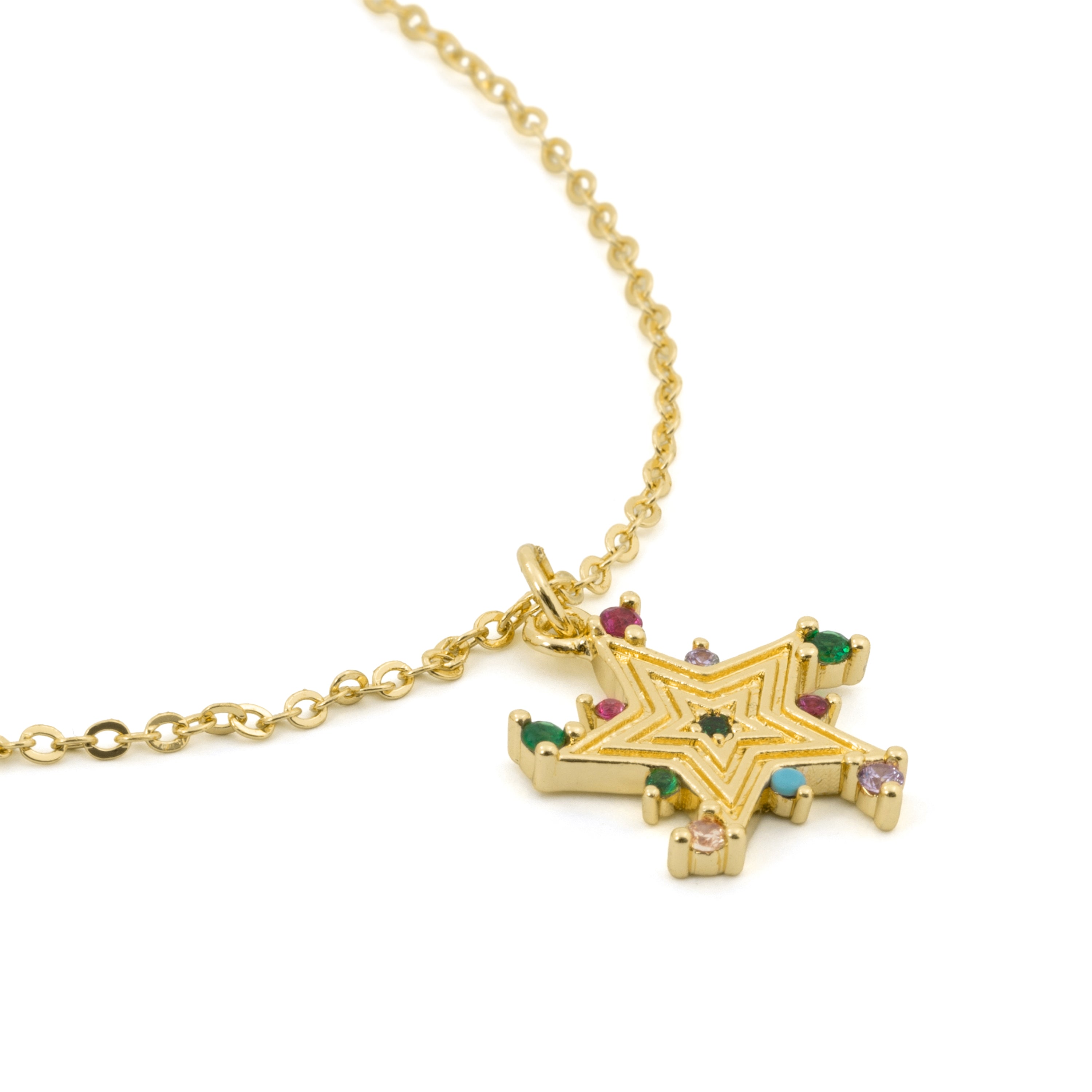 18k Yellow Gold Finished Multicolor Cubic Zirconia Metal Alloy Necklace - Ryaiss