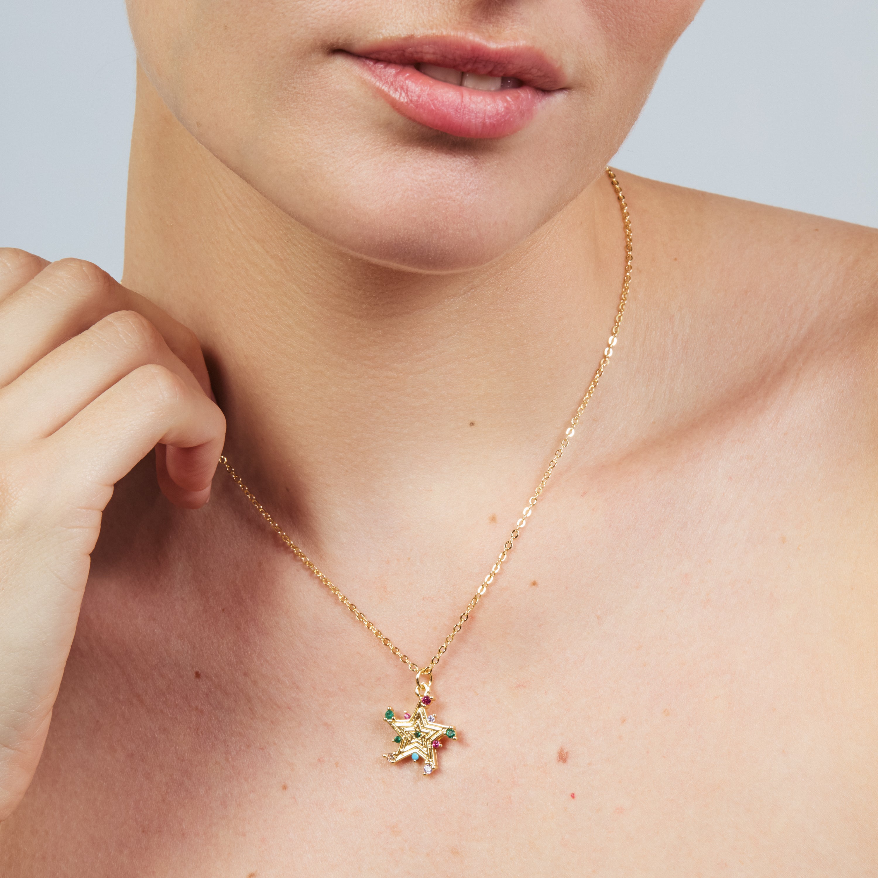 18k Yellow Gold Finished Multicolor Cubic Zirconia Metal Alloy Necklace - Ryaiss