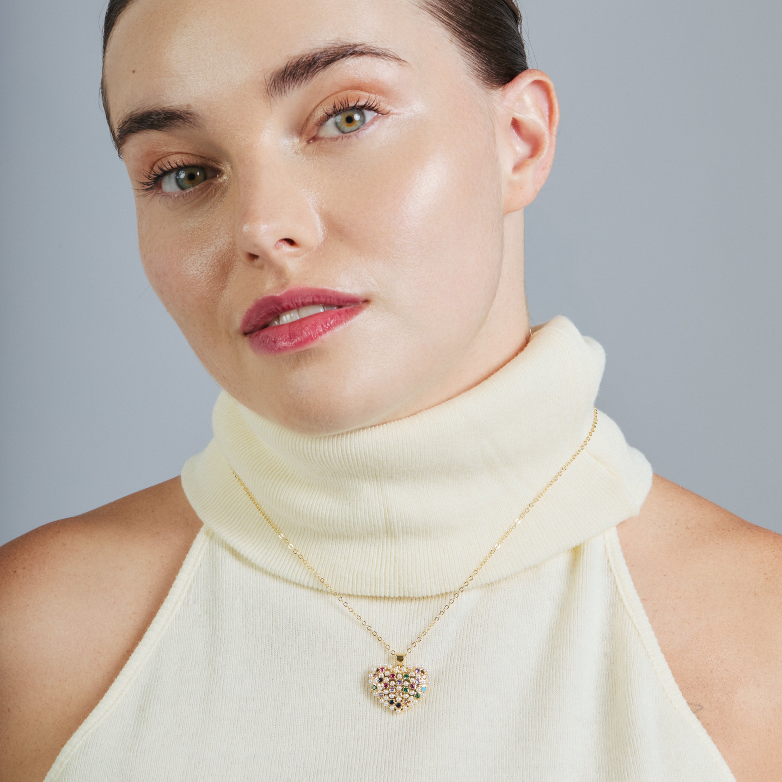 Collar de Circonita Multicolor acabado en oro amarillo de 18k - Jaiman