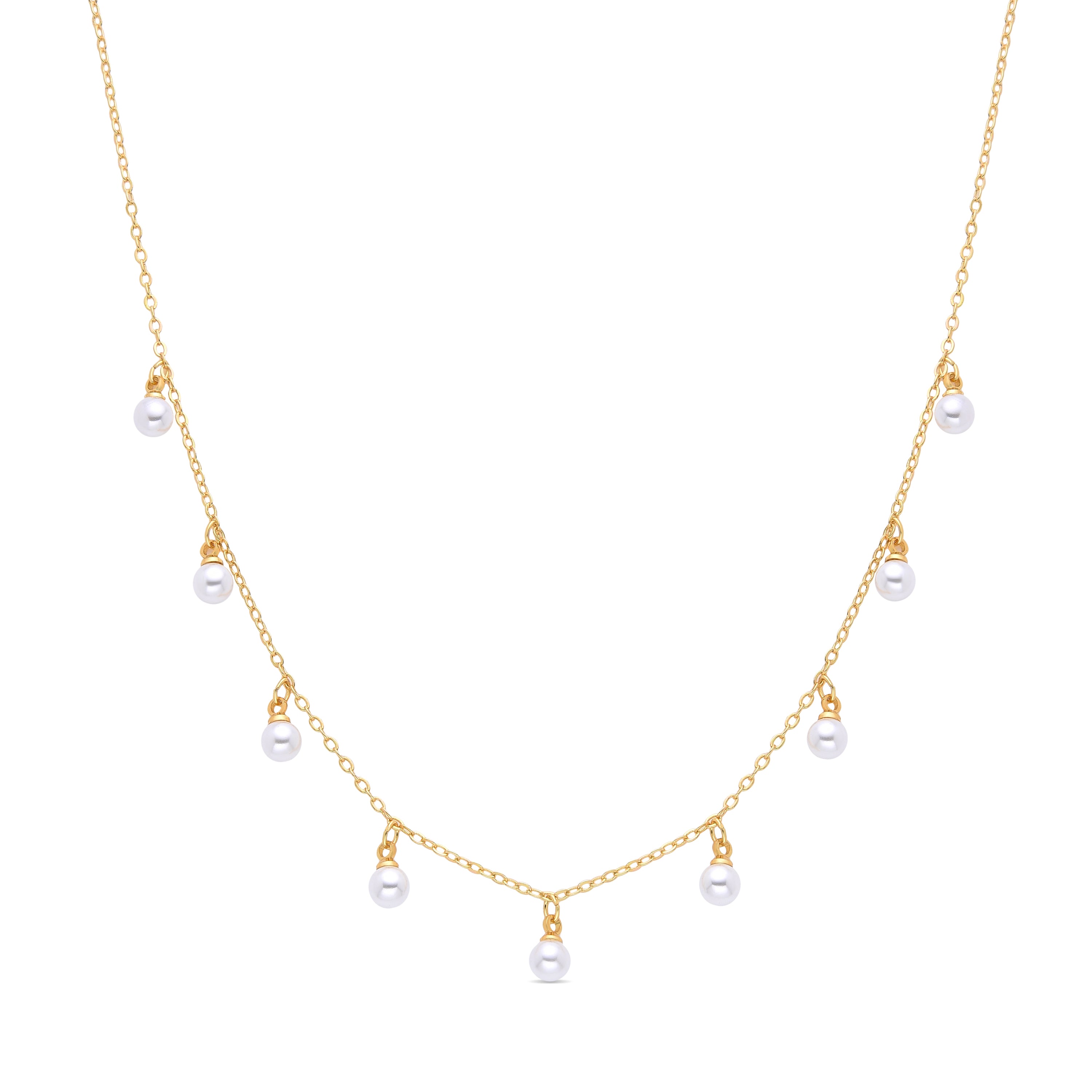 Collier en perle blanche avec finition en or jaune 18K - Tawser