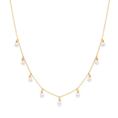 White Pearl Necklace finished in 18K Yellow Gold - Tawser