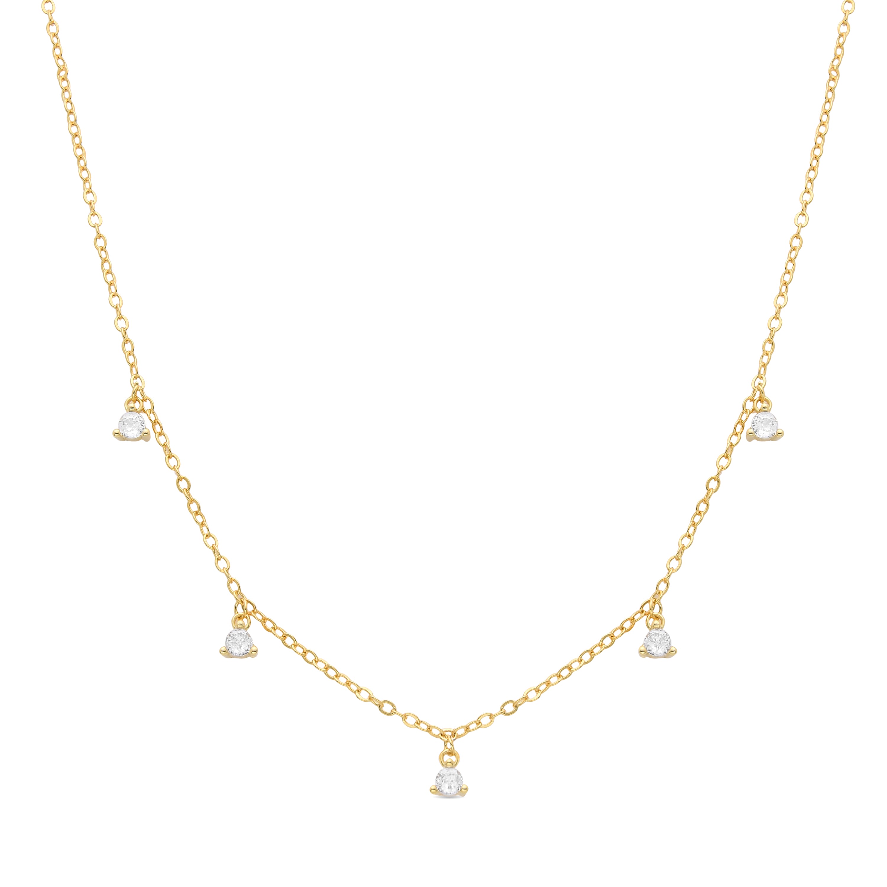 Collier en zircon brillant finition or jaune 18K - Kisain