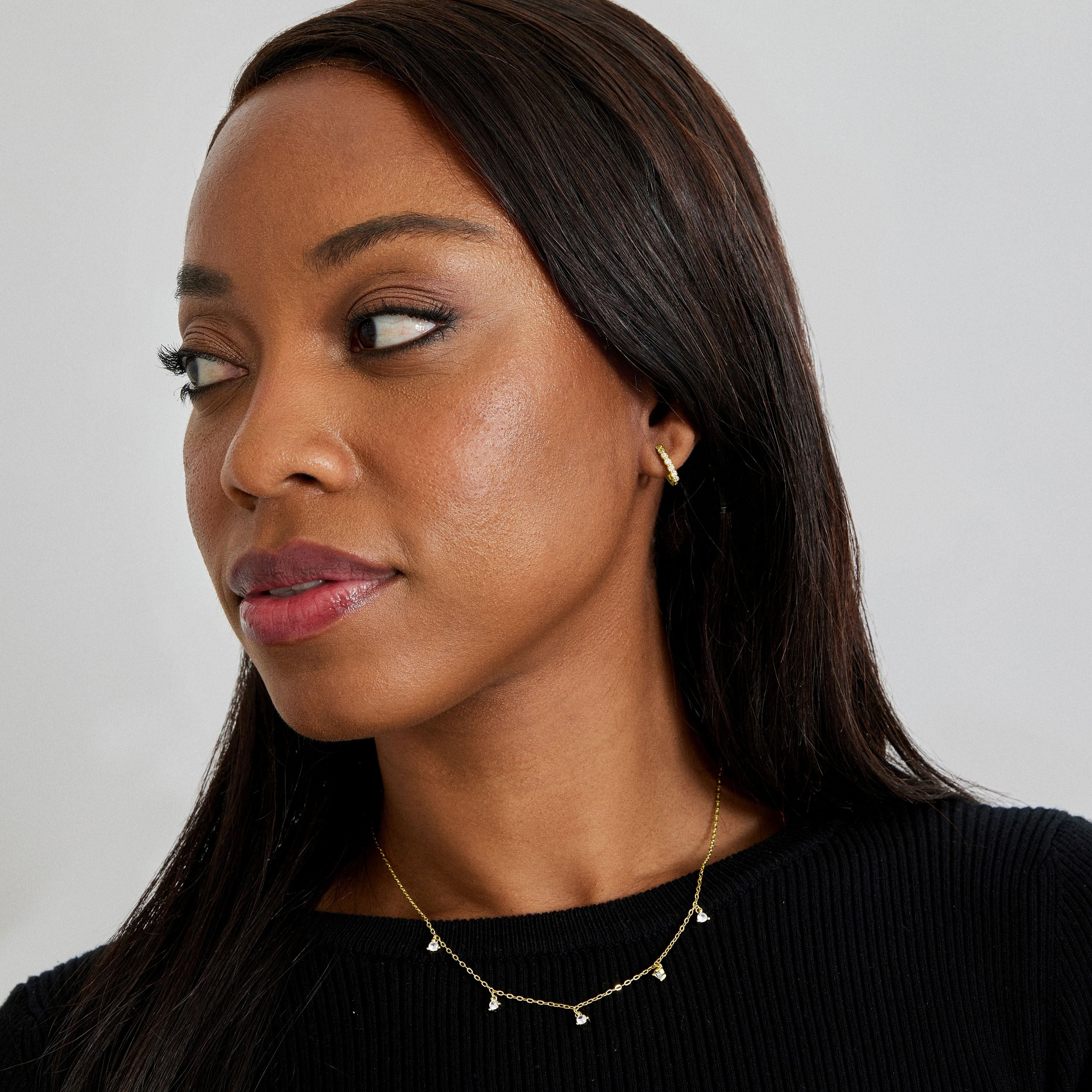 Collier en zircon brillant finition or jaune 18K - Kisain