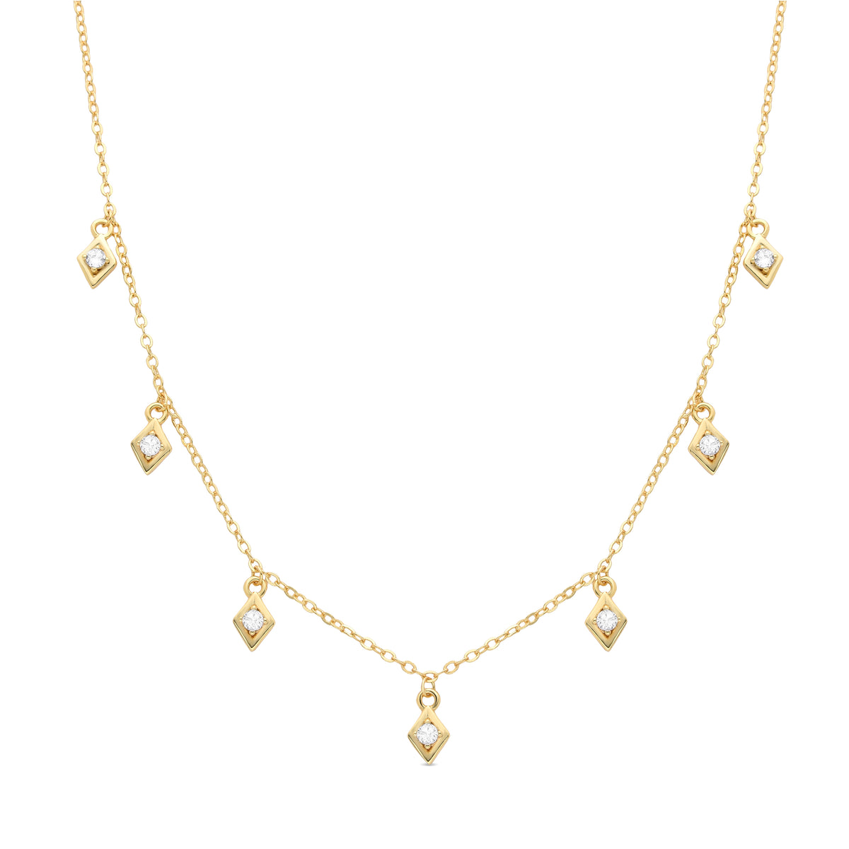 Bright Cubic Zirconia Necklace finished in 18K Yellow Gold - Yak