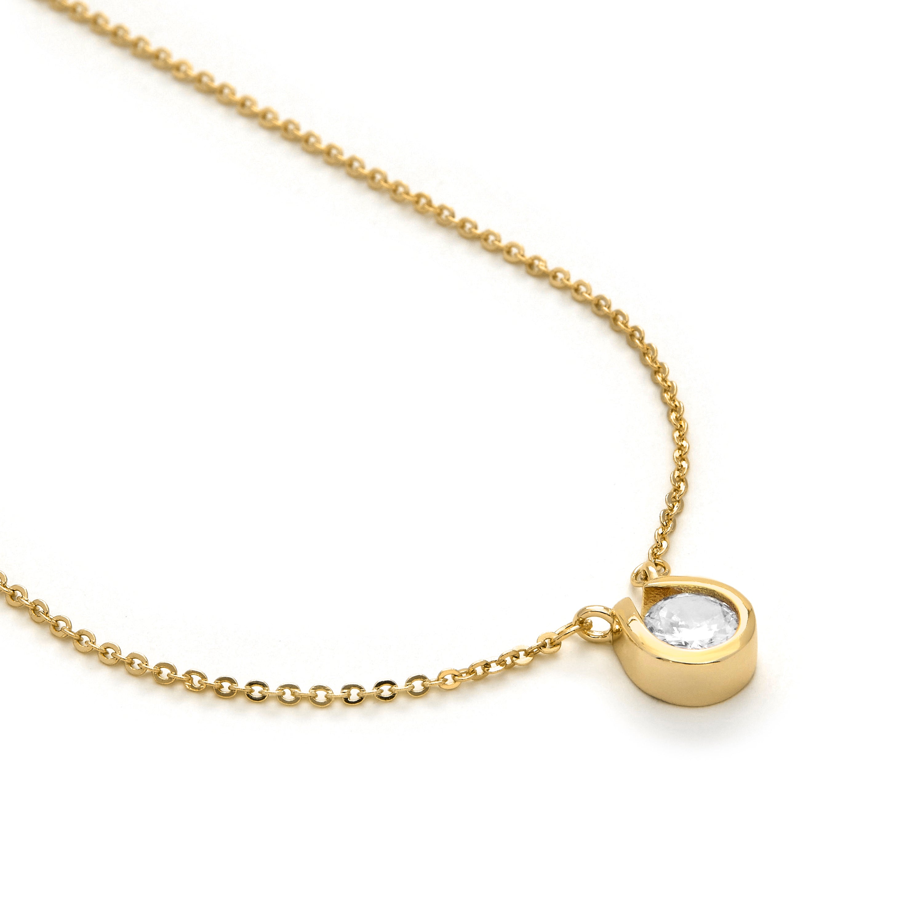 Collier en zircon brillant finition or jaune 18K - Ceol