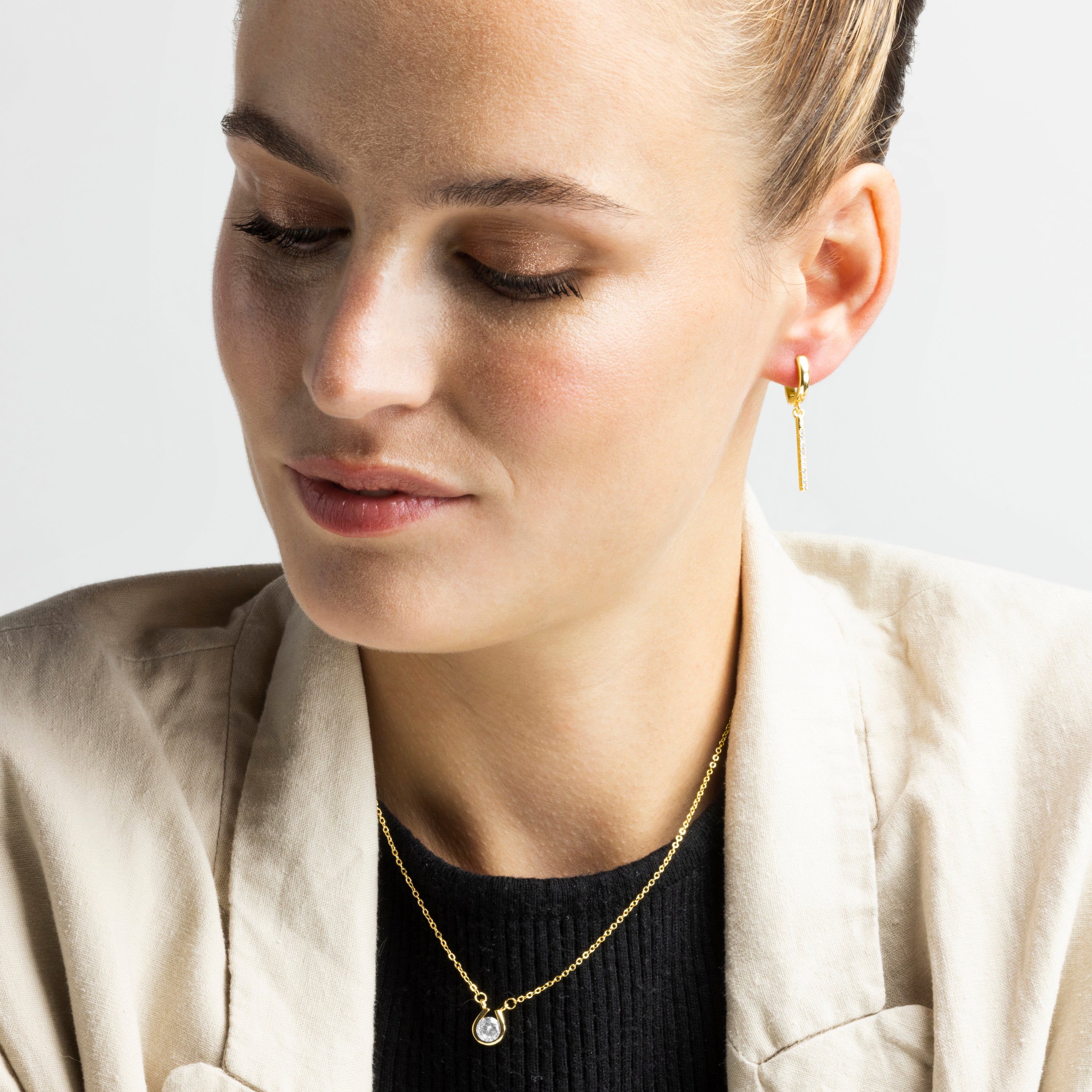 Collier en zircon brillant finition or jaune 18K - Ceol