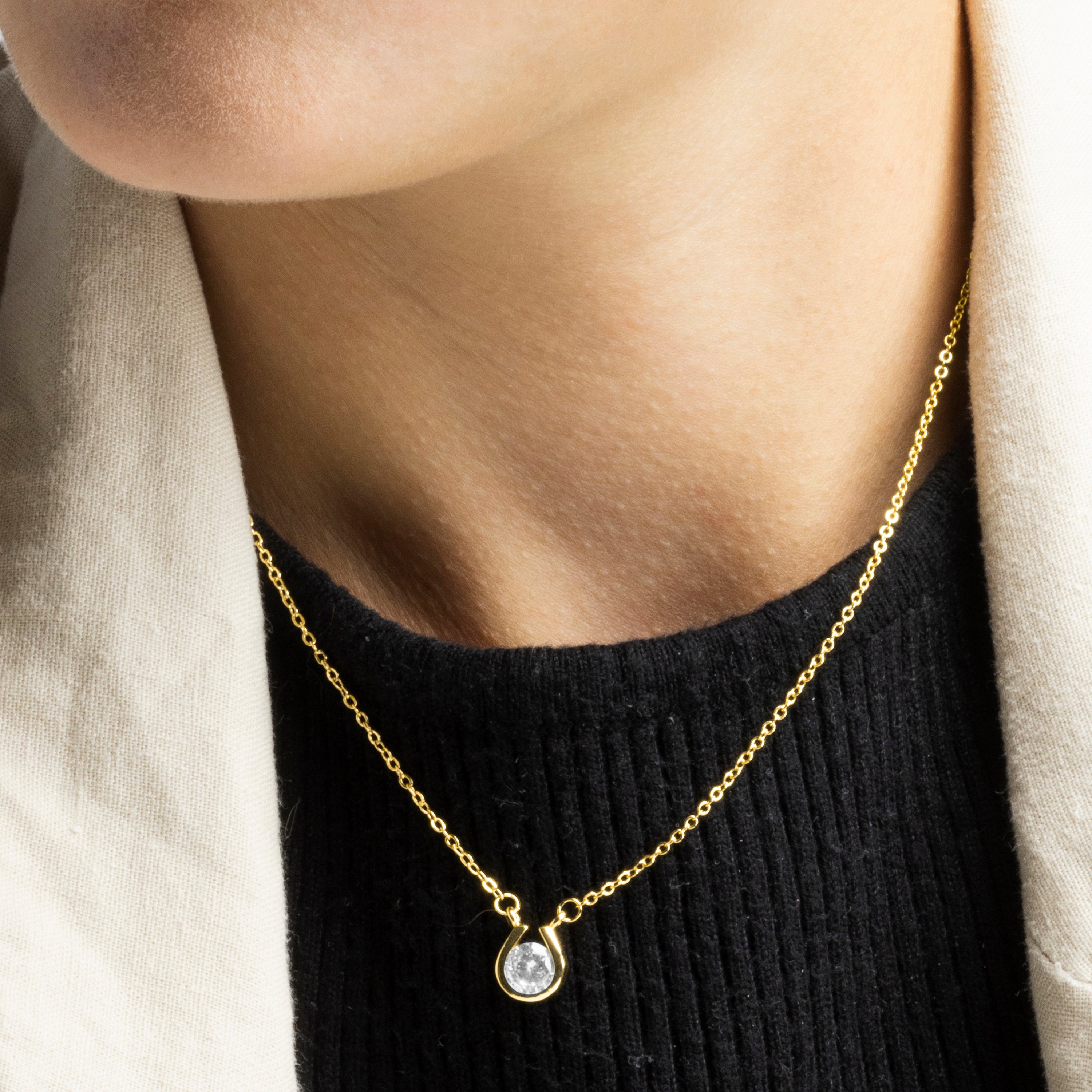 Collier en zircon brillant finition or jaune 18K - Ceol