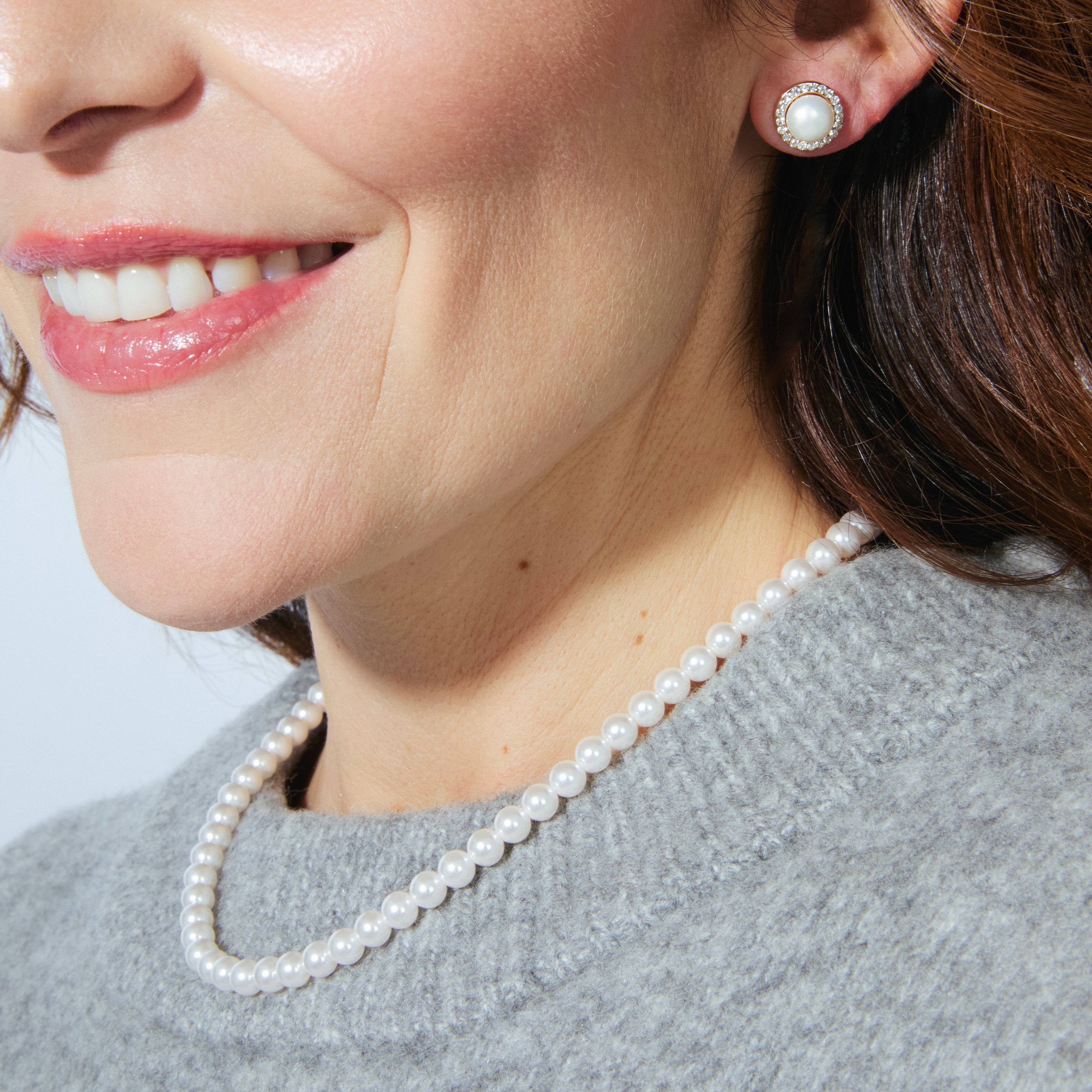 Collar con Perla Blanca acabado oro 18k - Jamel