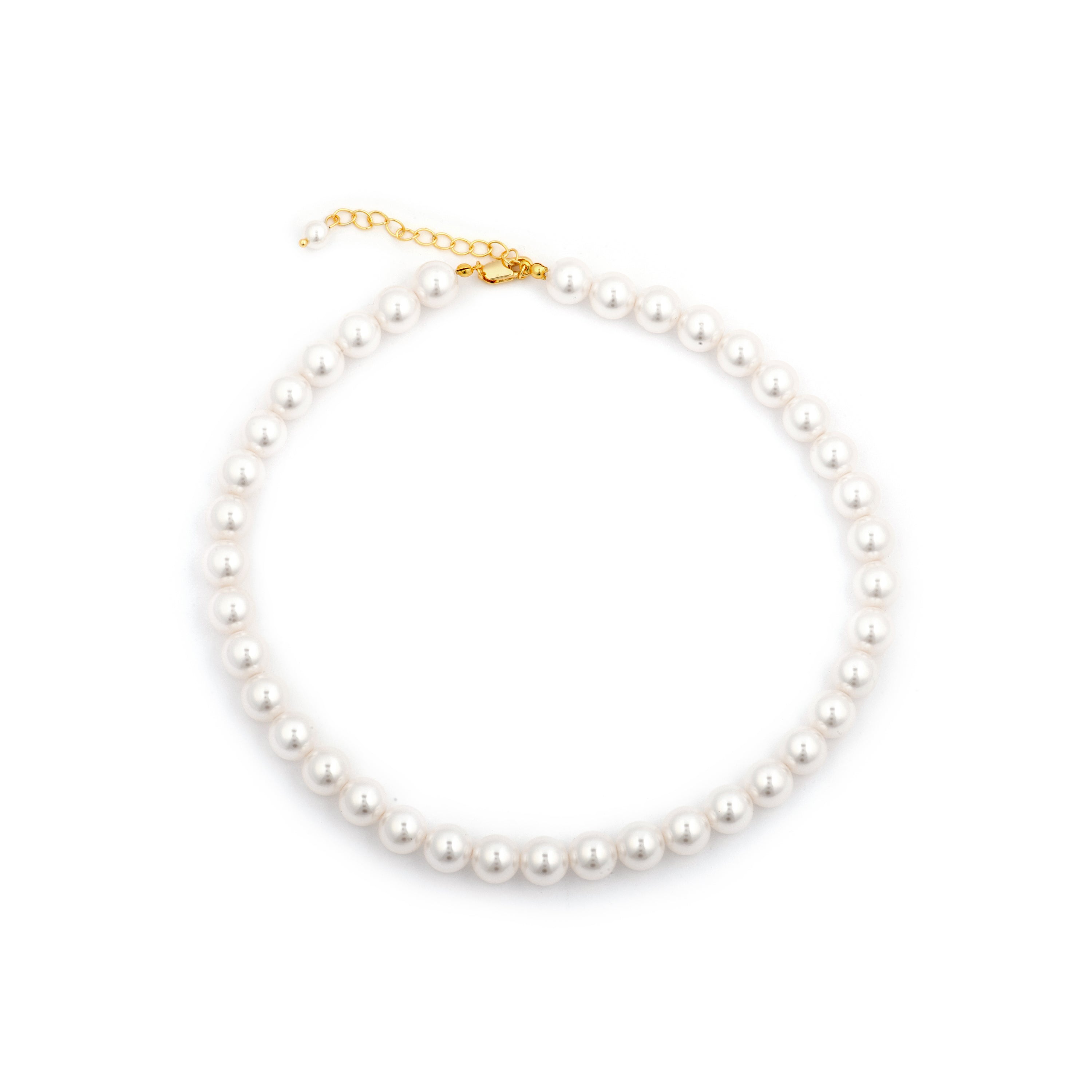Collier avec perle blanche finition or 18k - Jamel