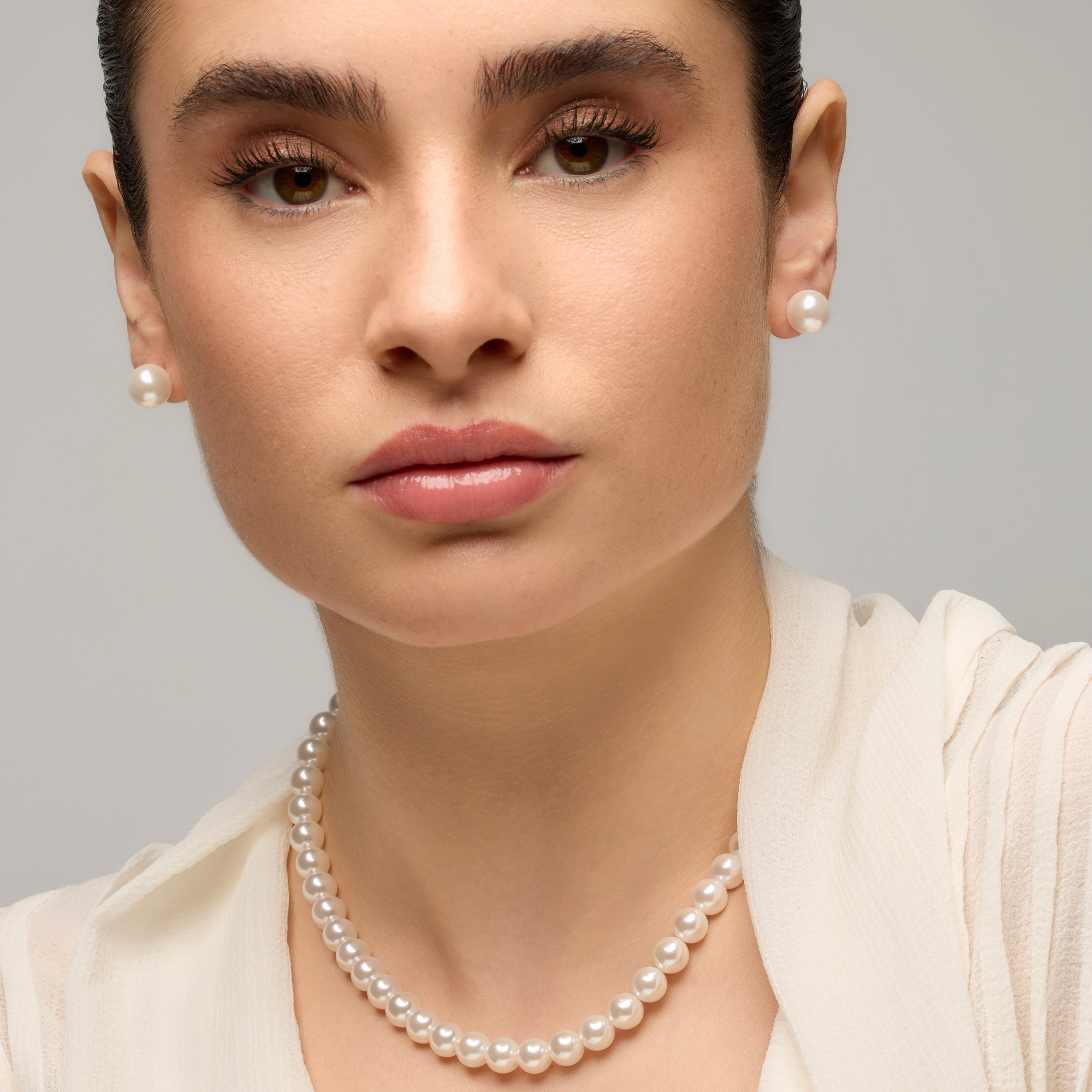 Collier avec perle blanche finition or 18k - Jamel