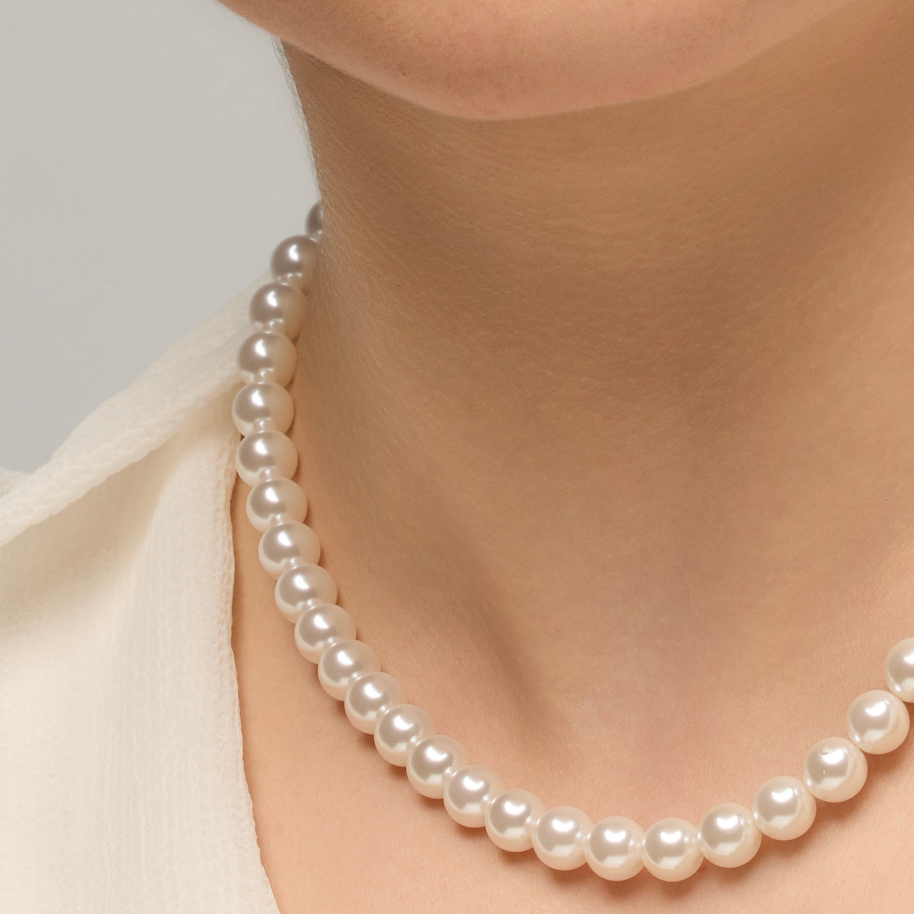 Collier avec perle blanche finition or 18k - Jamel