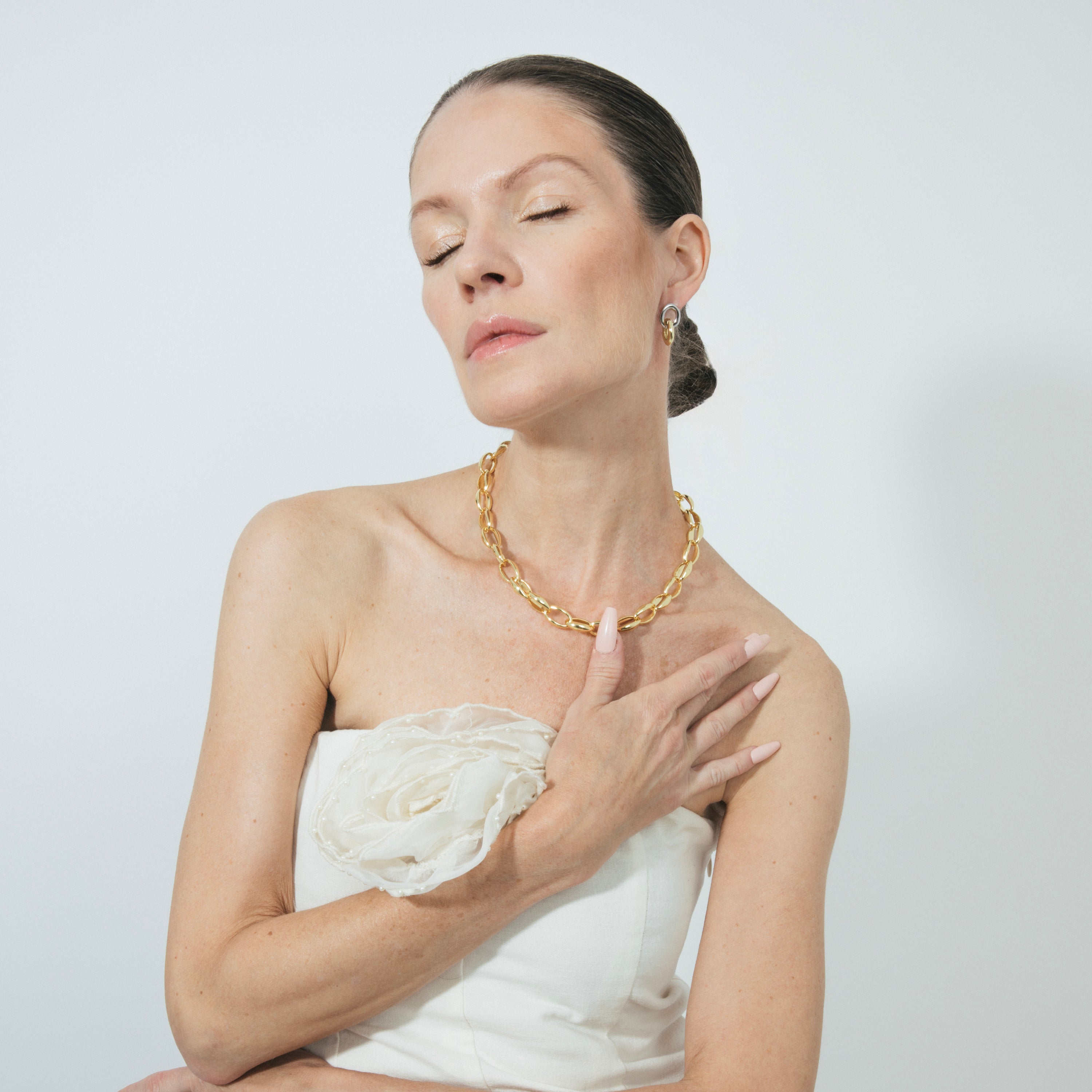 Halskette 42cm mit 18k Gelbgold-Finish - Hande