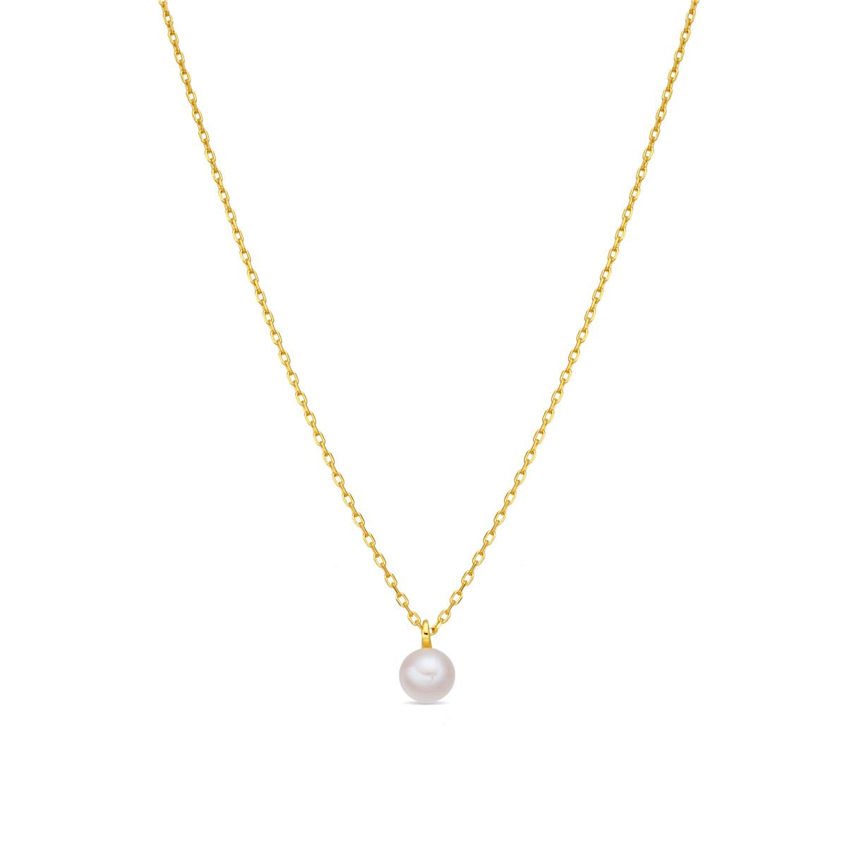 Collier en perle blanche avec finition en or jaune 18 carats - Talori
