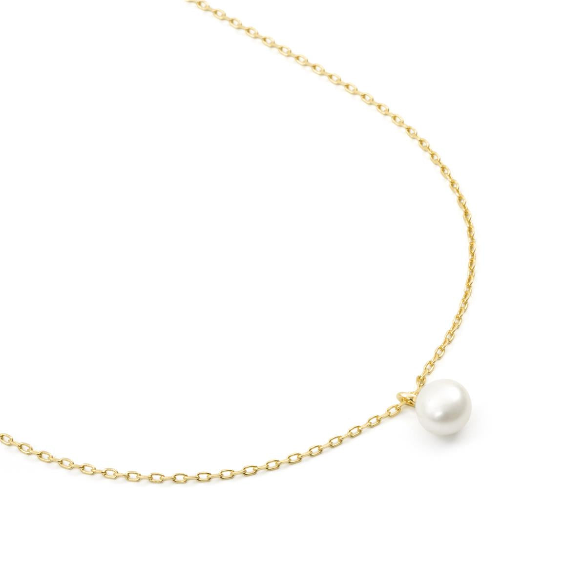 Collier en perle blanche avec finition en or jaune 18 carats - Talori