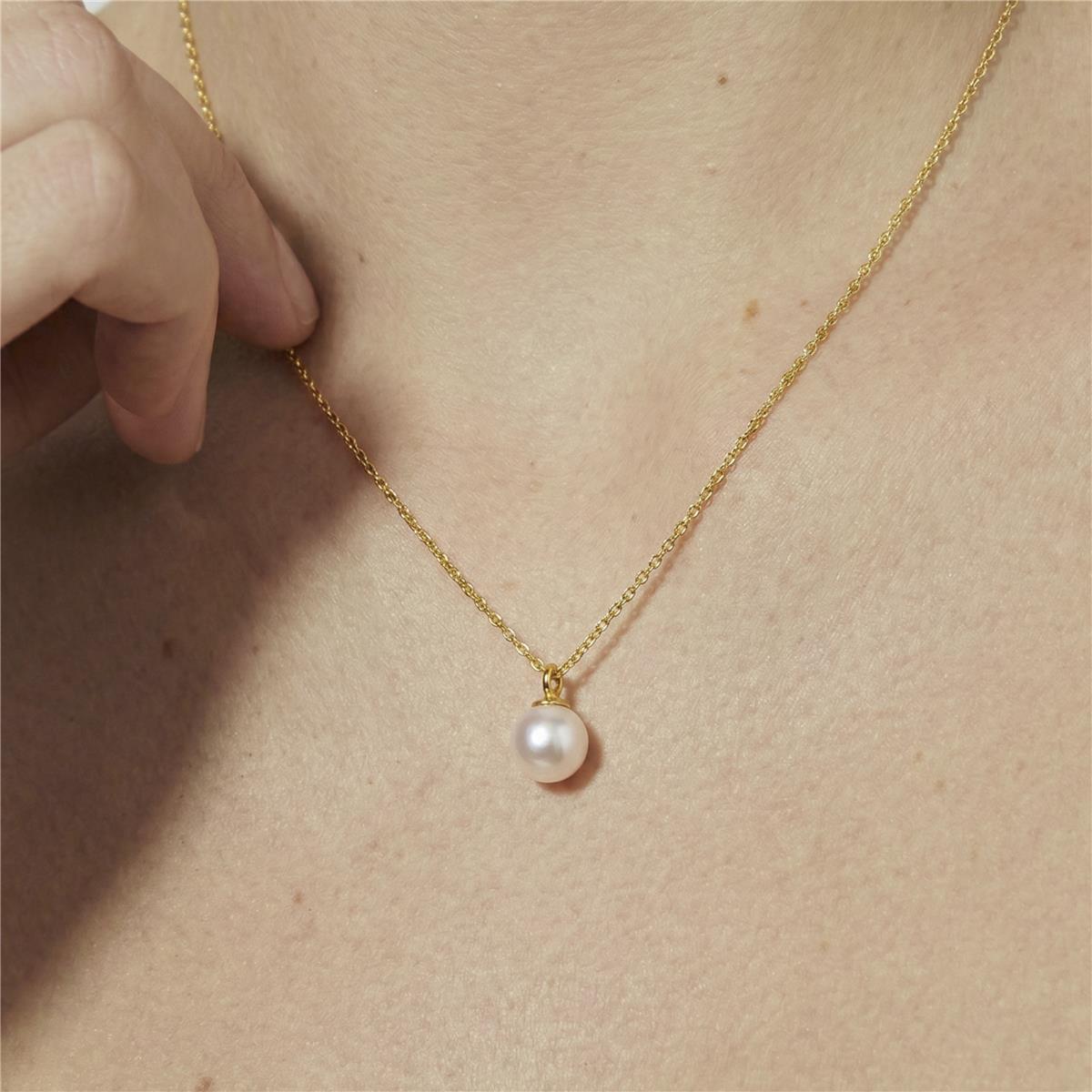 Collier en perle blanche avec finition en or jaune 18 carats - Talori