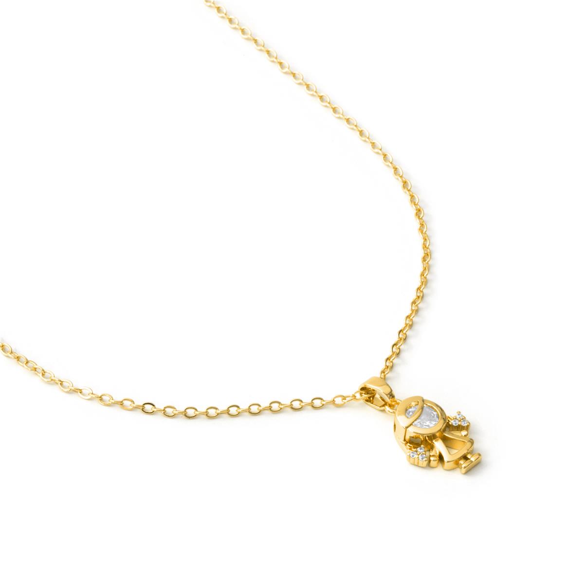 Halskette mit funkelndem Zirkonia, 18 Karat Gelbgold-Finish – Mädchen