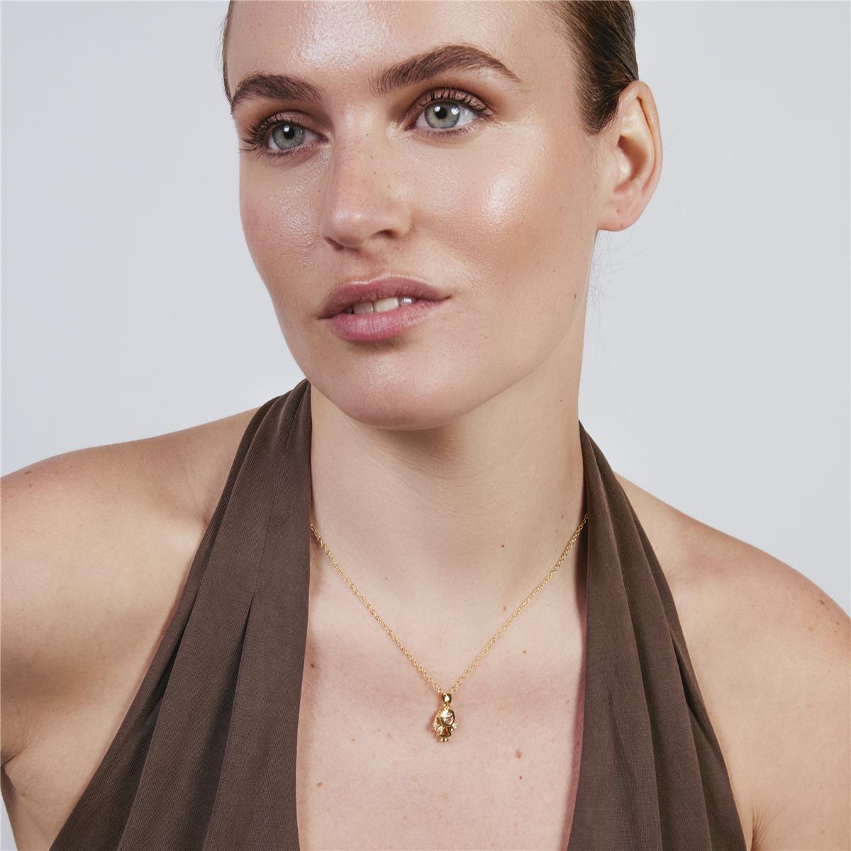 Halskette mit funkelndem Zirkonia, 18 Karat Gelbgold-Finish – Mädchen