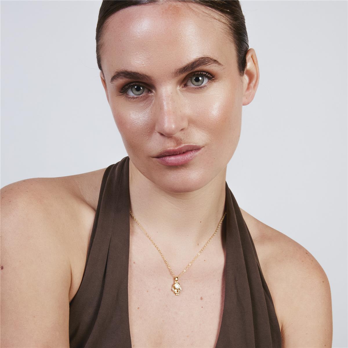 Halskette mit funkelndem Zirkonia, 18 Karat Gelbgold-Finish – Mädchen