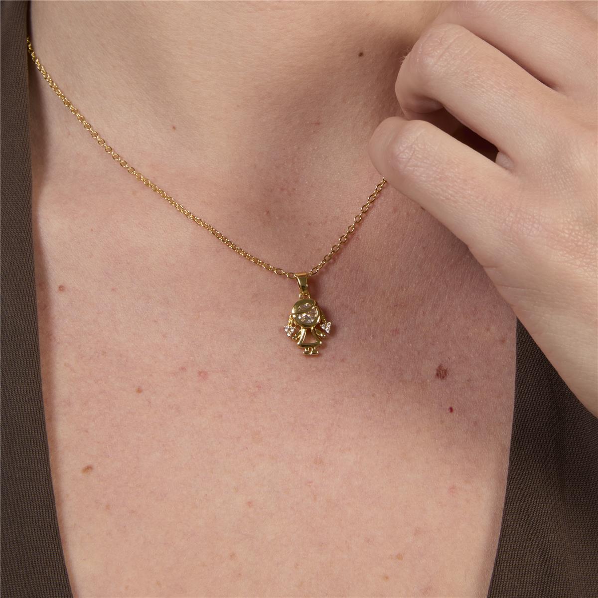 Halskette mit funkelndem Zirkonia, 18 Karat Gelbgold-Finish – Mädchen