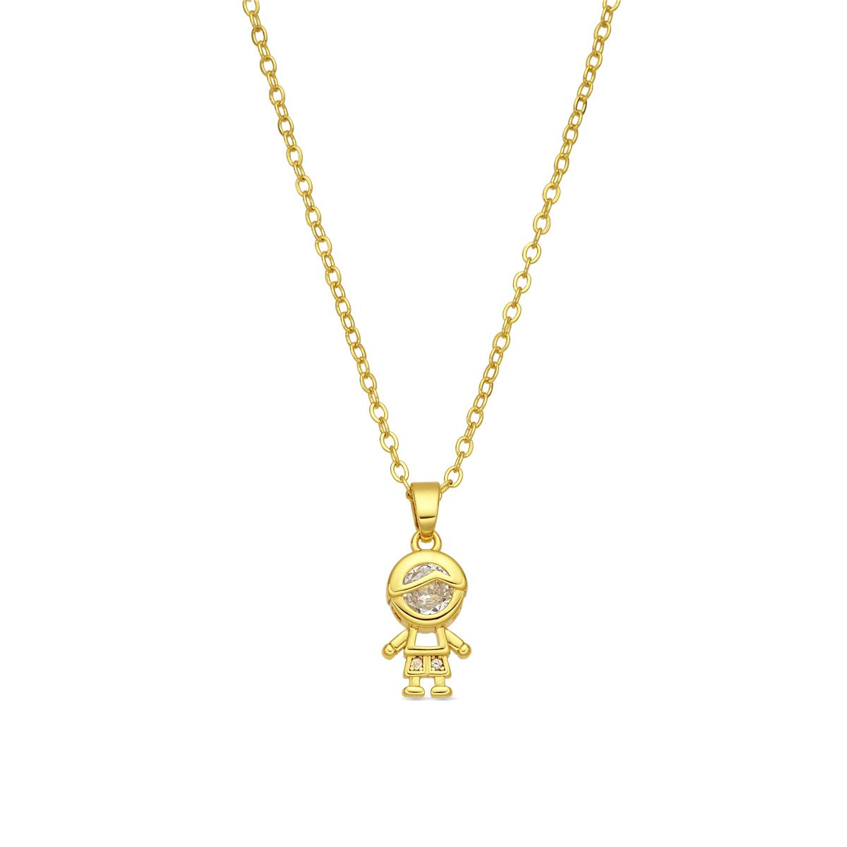 Collar de Circonita Brillante acabado en oro amarillo de 18k - Boy