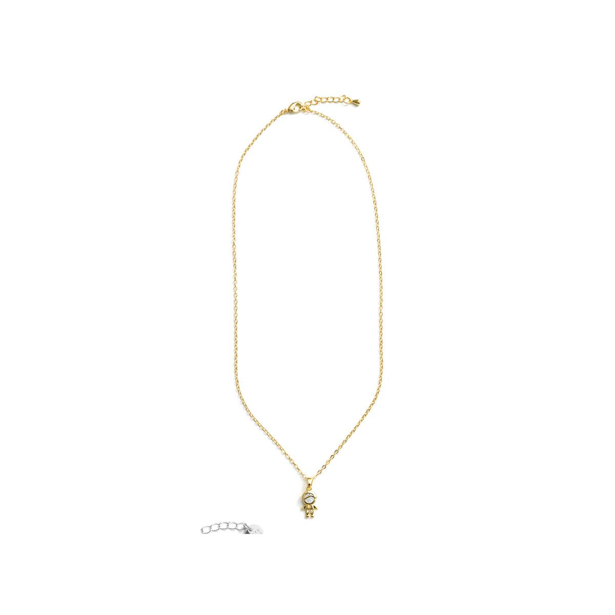 Collana con zircone brillante finitura in oro giallo 18k - Ragazzo