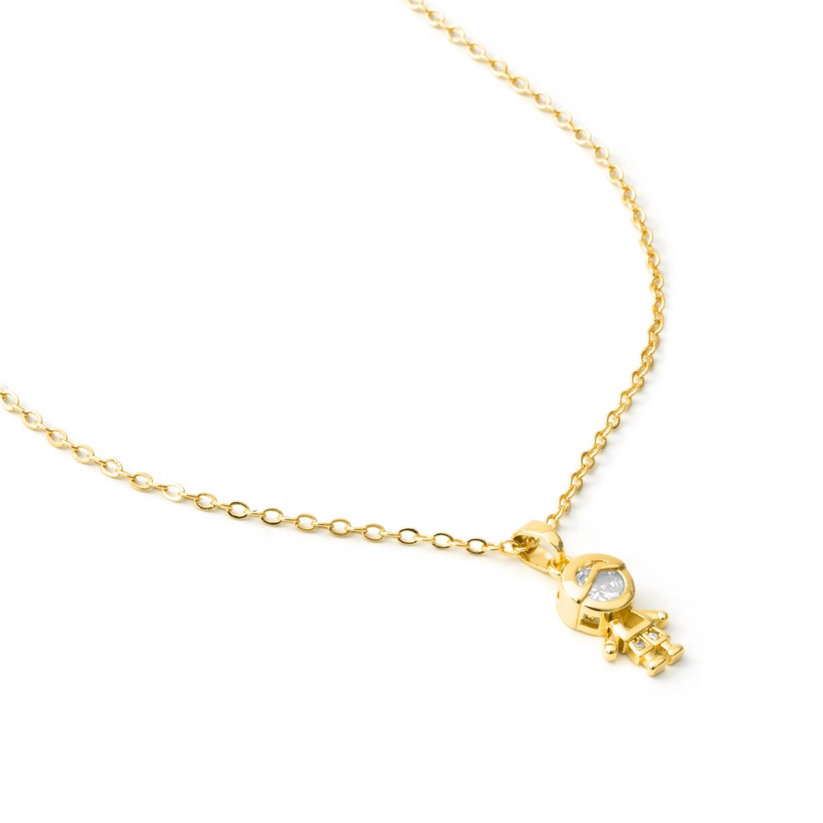 Collana con zircone brillante finitura in oro giallo 18k - Ragazzo