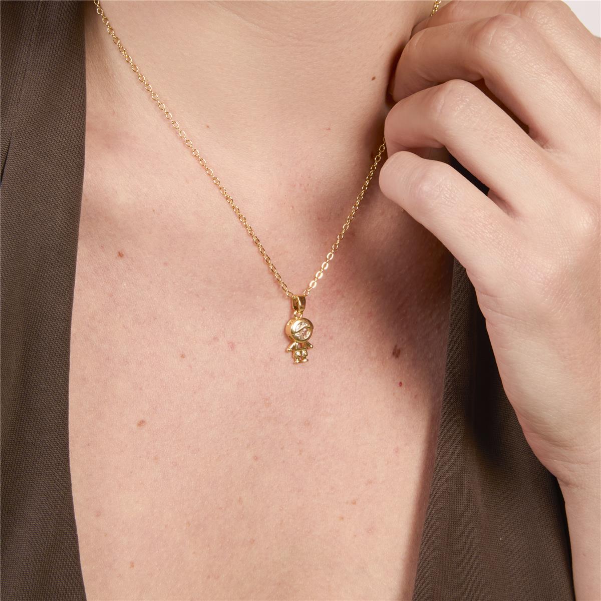 Collana con zircone brillante finitura in oro giallo 18k - Ragazzo