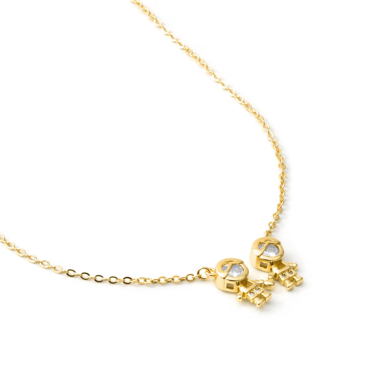 Bright Zircon Necklace finished in 18k Yellow Gold - Boys