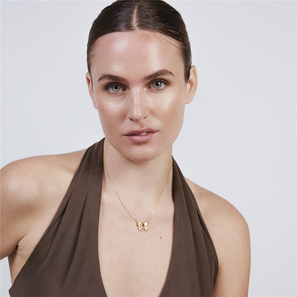 Colar de Zircónia Brilhante com acabamento em ouro amarelo de 18k - Rapazes