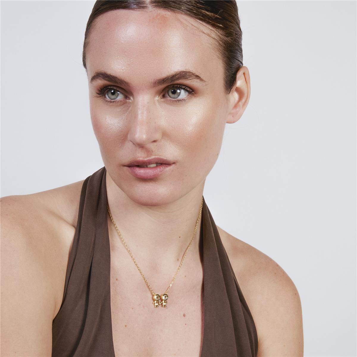 Bright Zircon Necklace finished in 18k Yellow Gold - Boys
