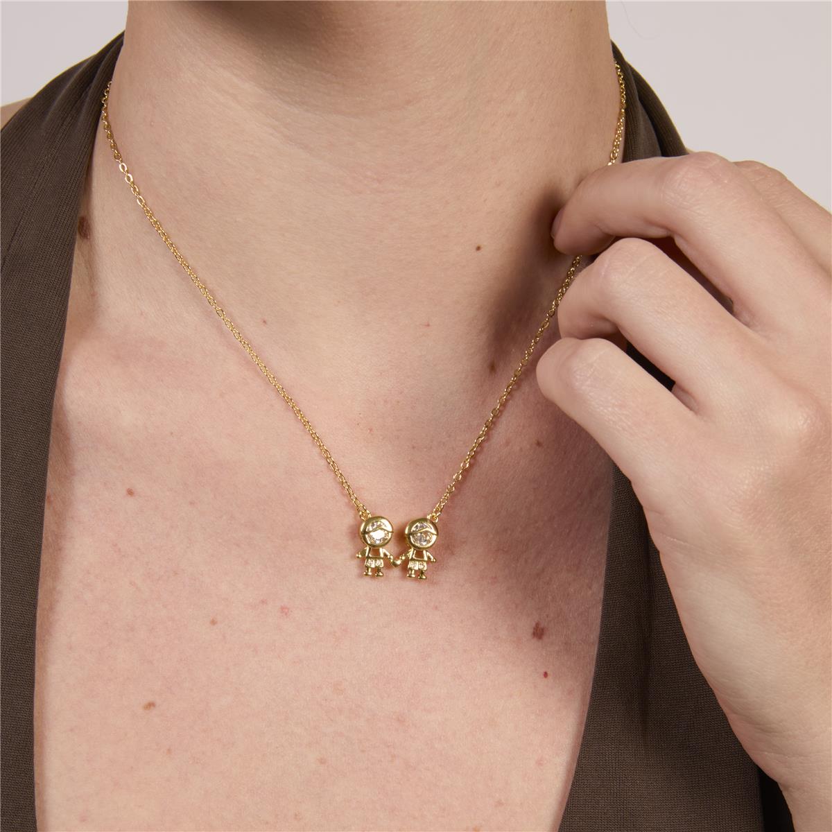 Bright Zircon Necklace finished in 18k Yellow Gold - Boys