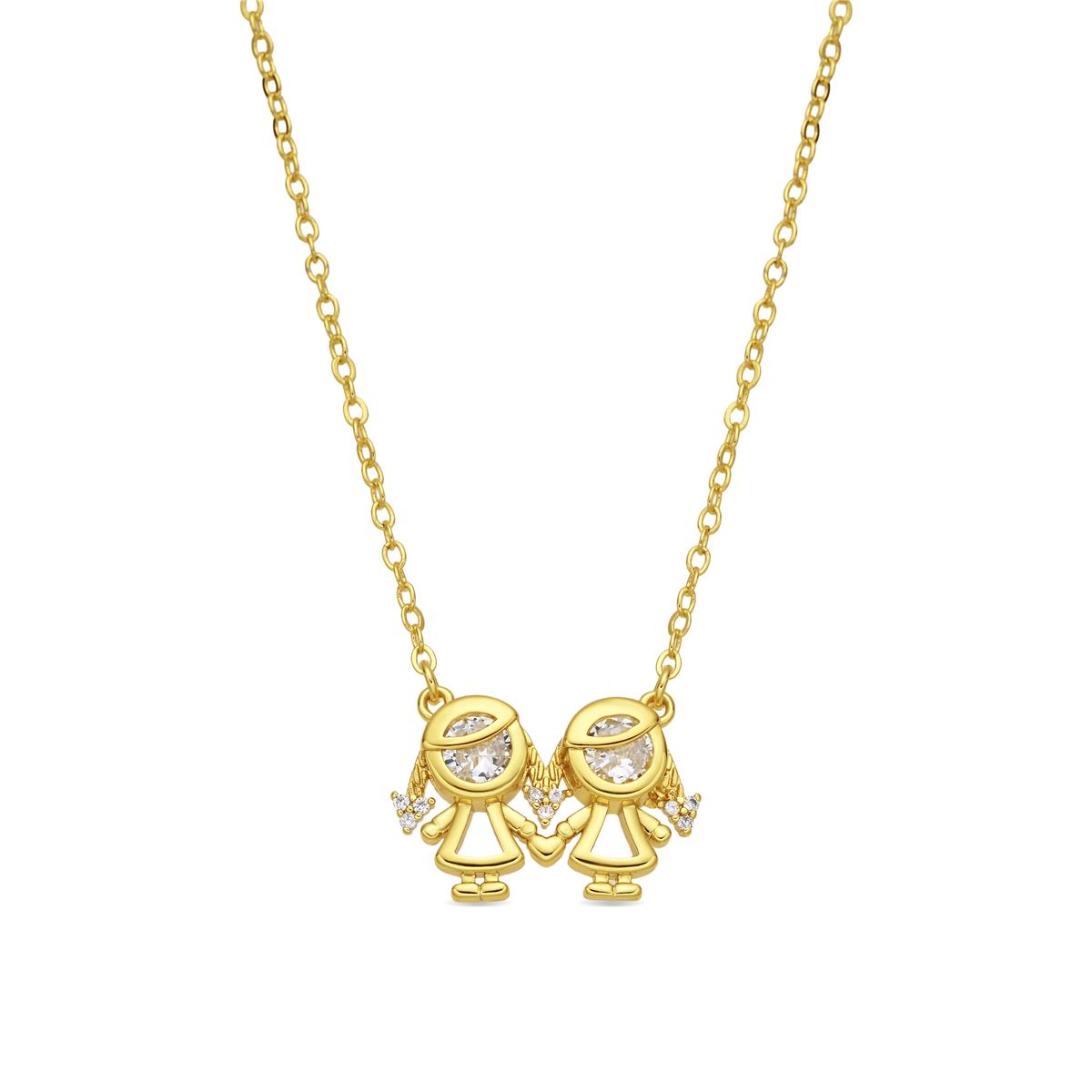 Colar de Zircónia Brilhante com acabamento em ouro amarelo de 18k - Raparigas