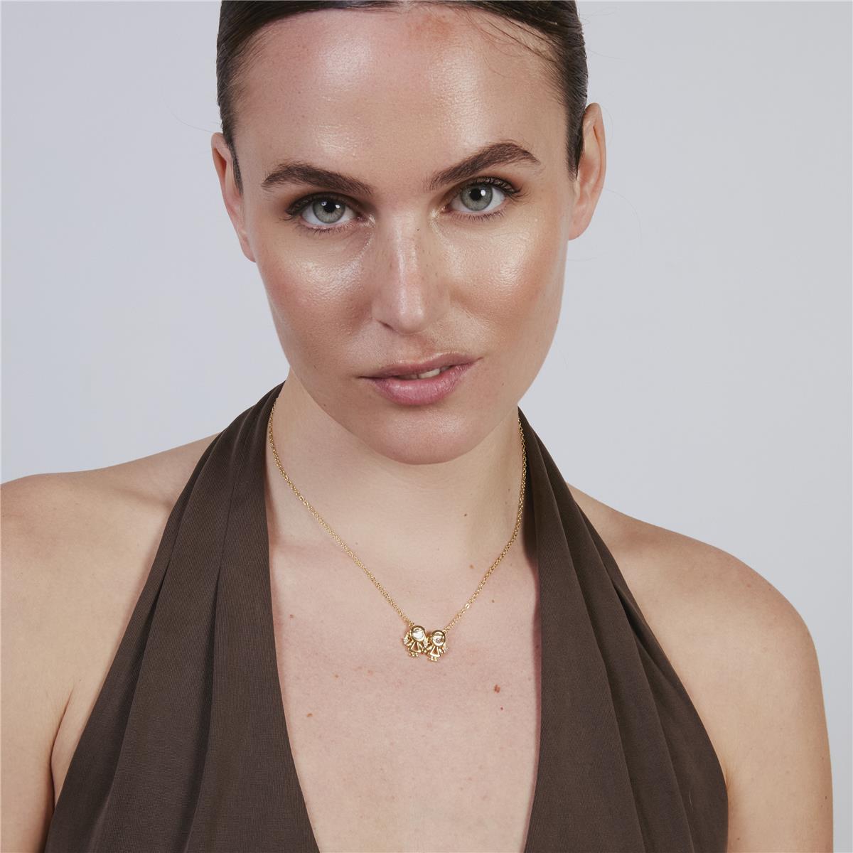 Halskette mit funkelndem Zirkonia, 18 Karat Gelbgold-Finish - Mädchen