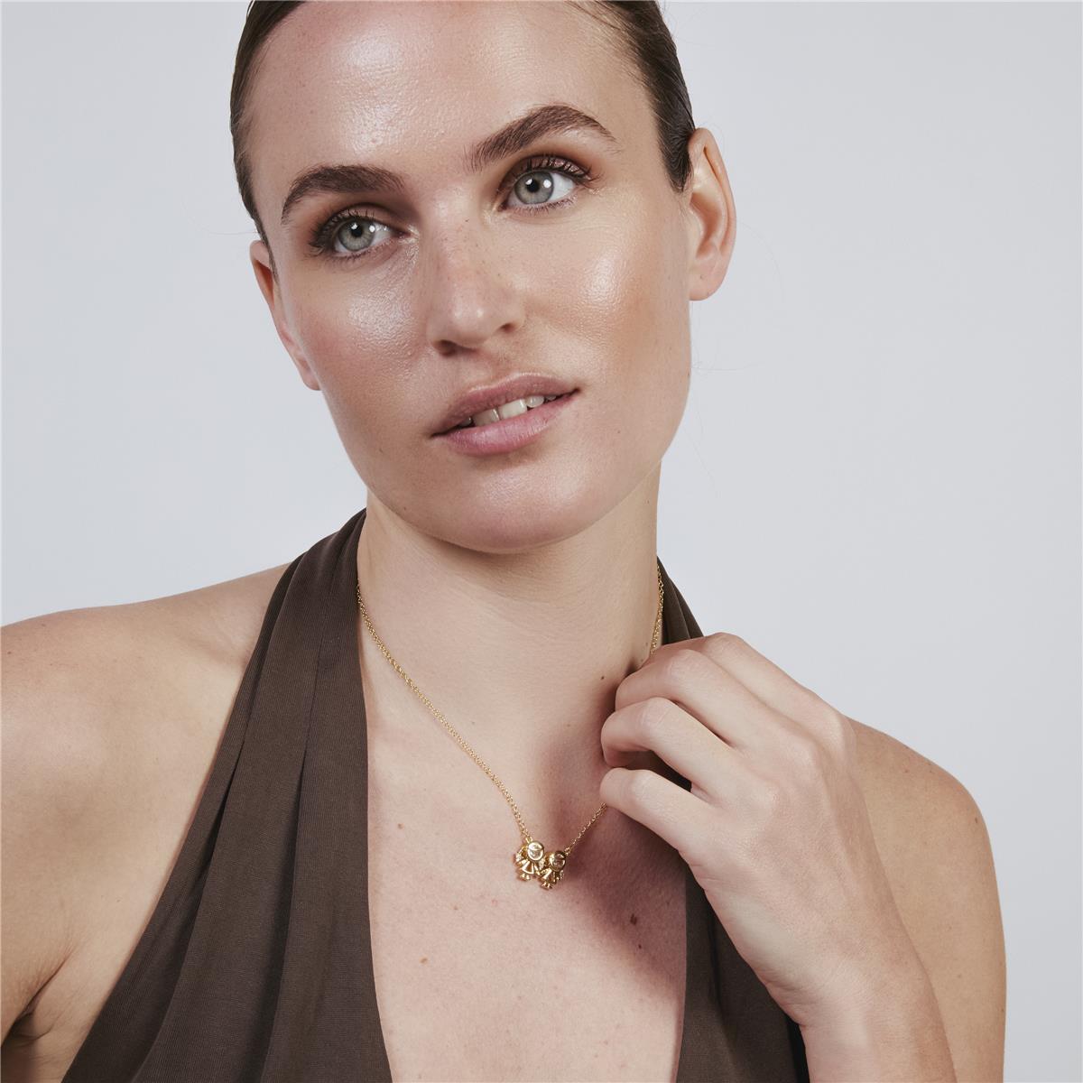 Halskette mit funkelndem Zirkonia, 18 Karat Gelbgold-Finish - Mädchen