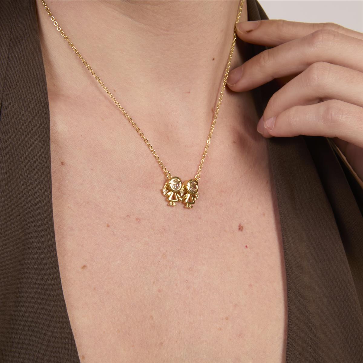 Halskette mit funkelndem Zirkonia, 18 Karat Gelbgold-Finish - Mädchen