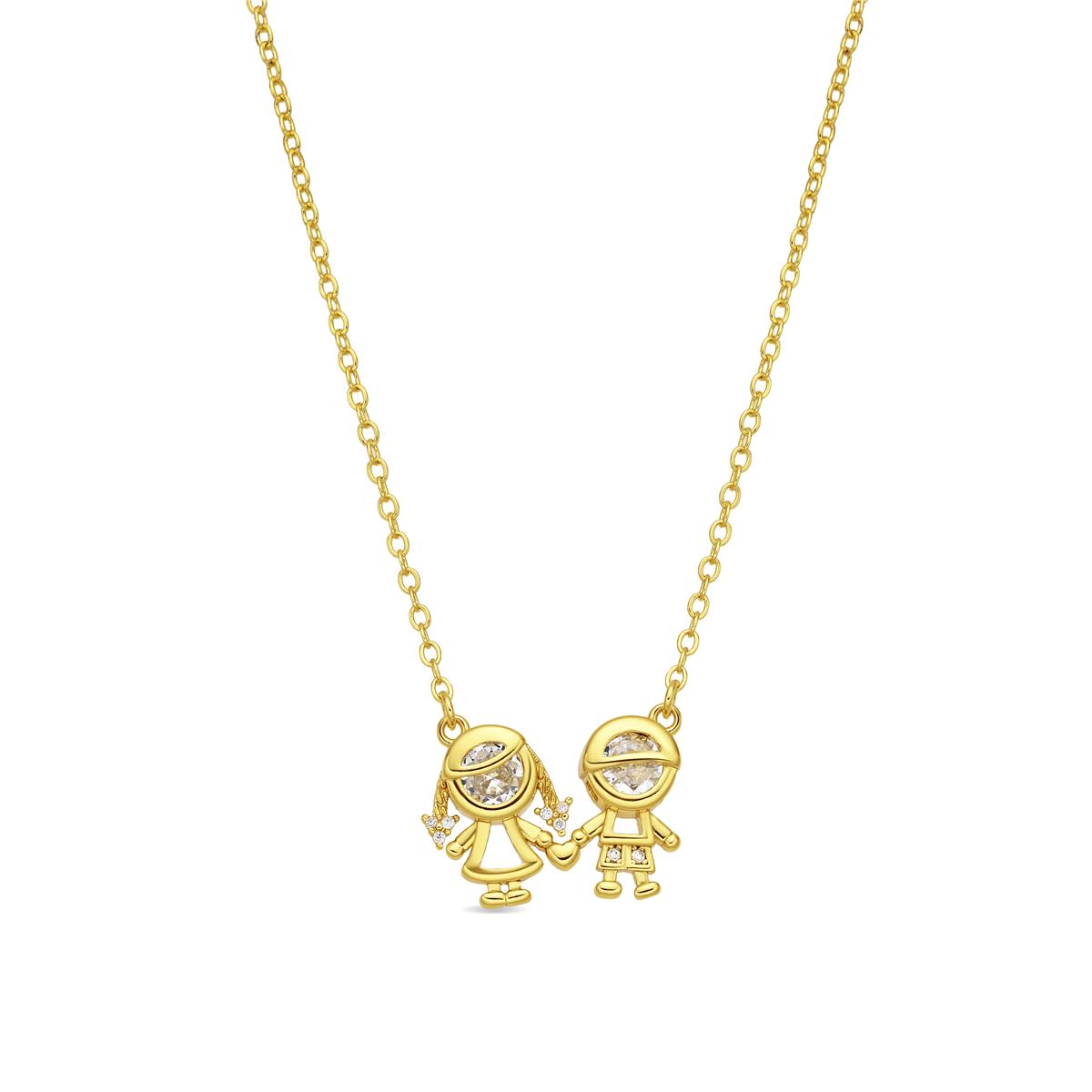 Collana con zircone brillante finitura in oro giallo 18k - Bambini