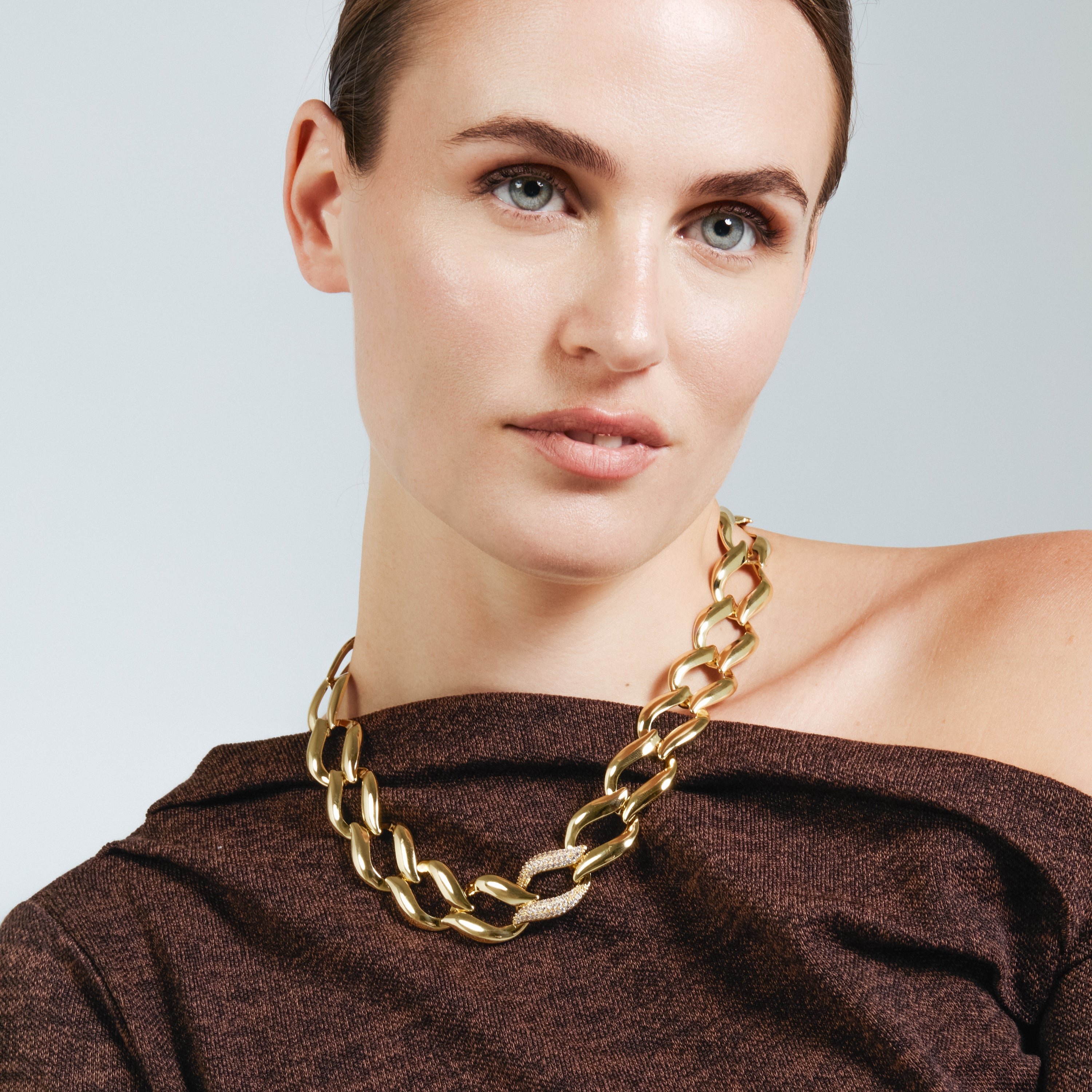 Collar de Circonita Brillante acabado en oro amarillo de 18k - Lyiresh
