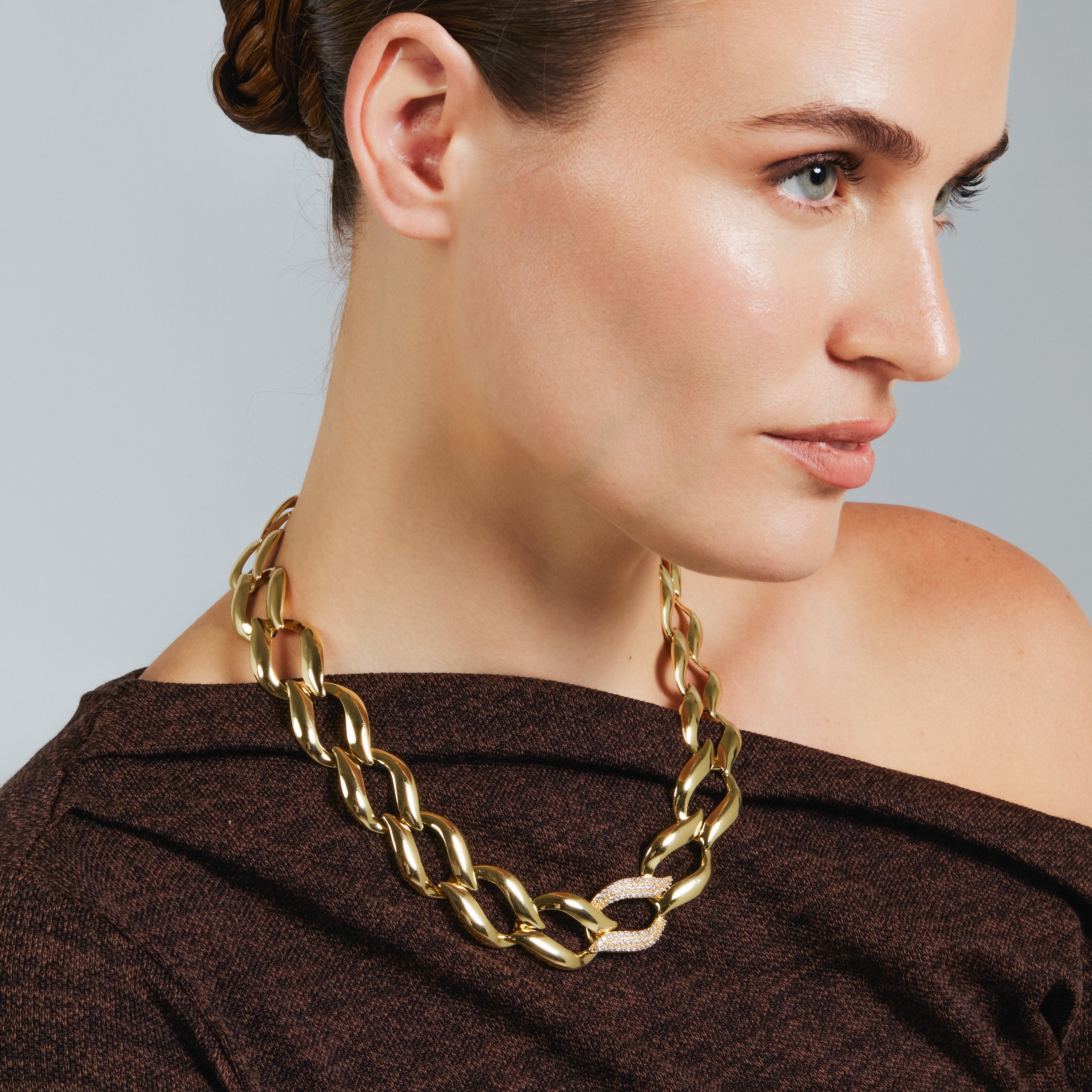 Collar de Circonita Brillante acabado en oro amarillo de 18k - Lyiresh