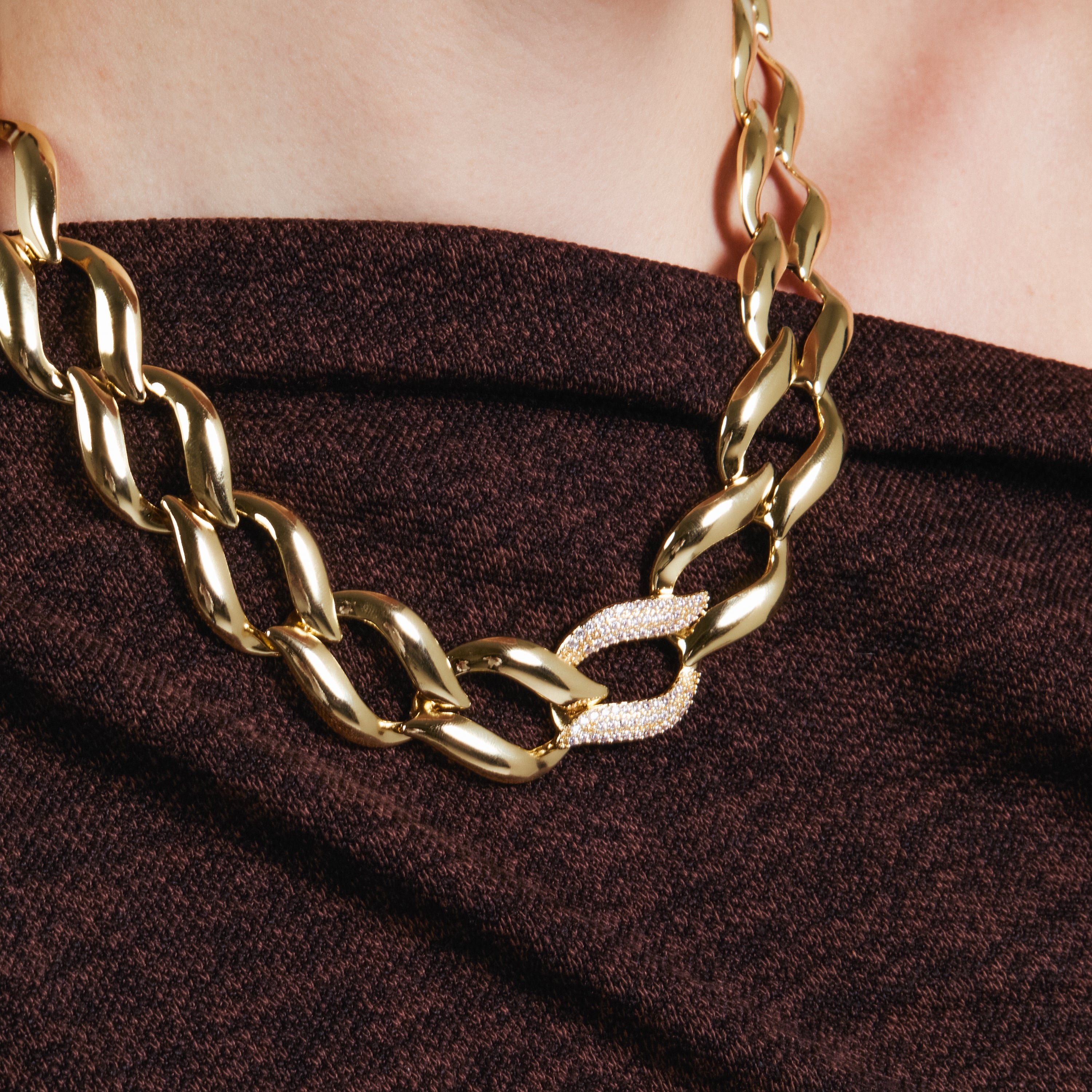 Collar de Circonita Brillante acabado en oro amarillo de 18k - Lyiresh