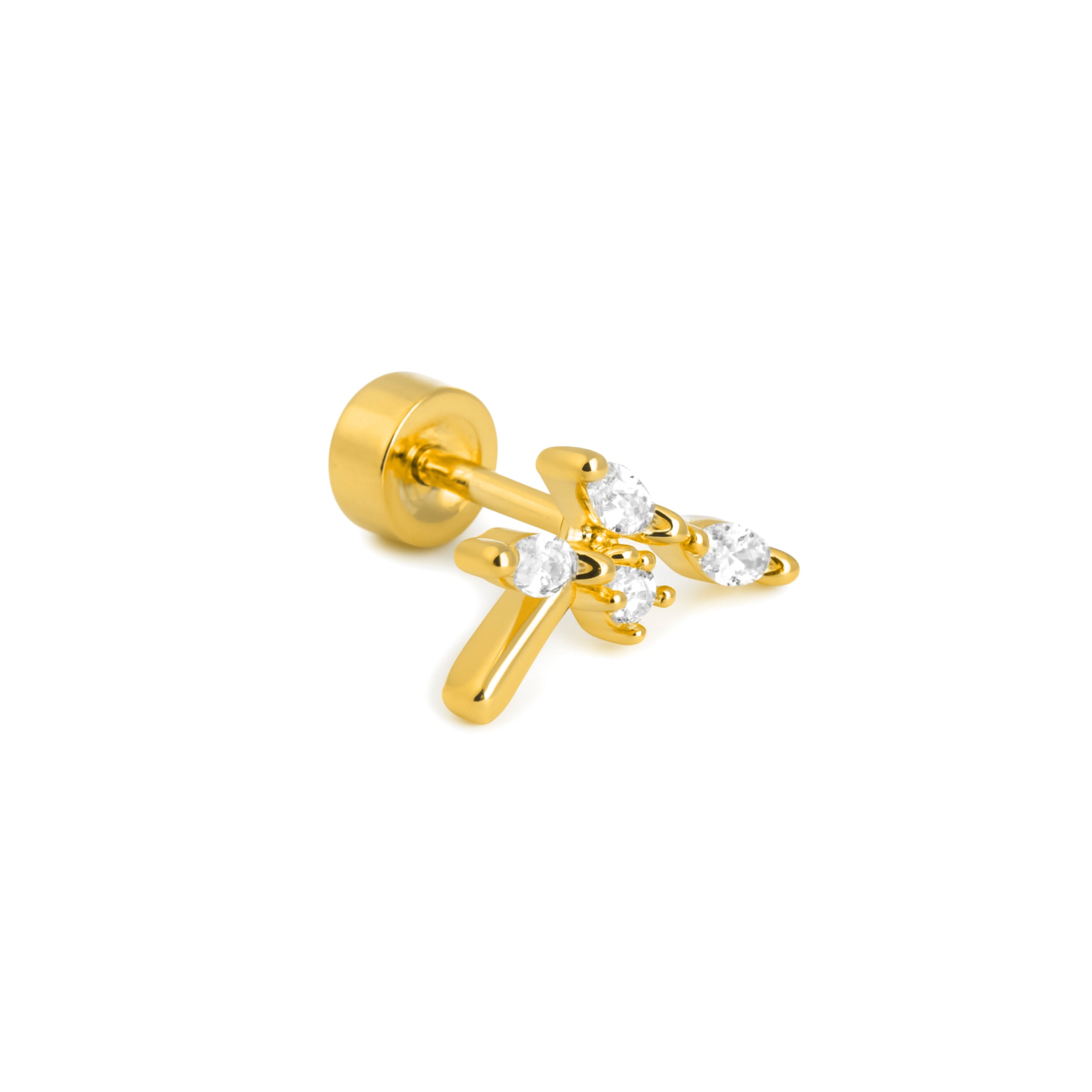 Piercing di Zirconia Brillante finitura in oro giallo 18k - Curat